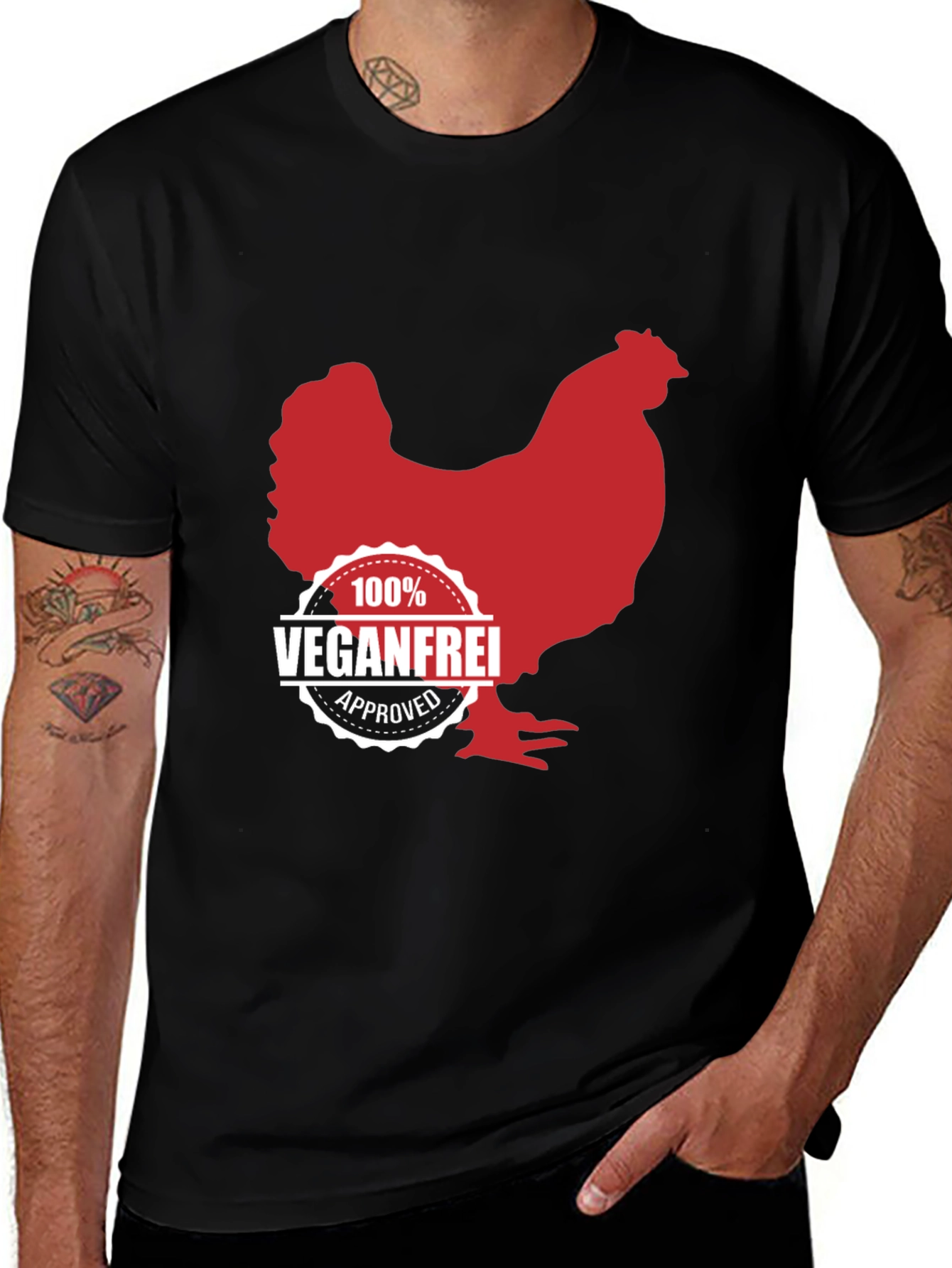 Variant 20 of VeganFrei Funny T-Shirt Chicken Vegan Approved
