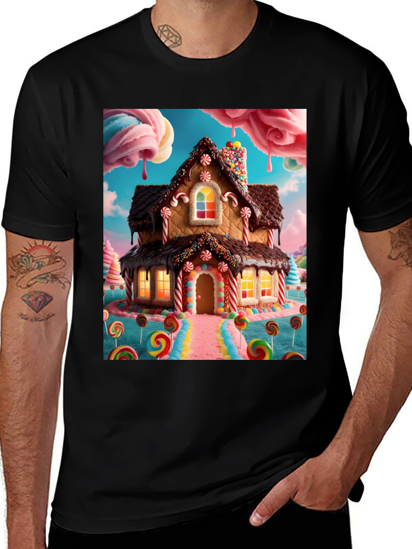 Variant 4 of Sweet Tooth T-Shirt - Gingerbread House Design