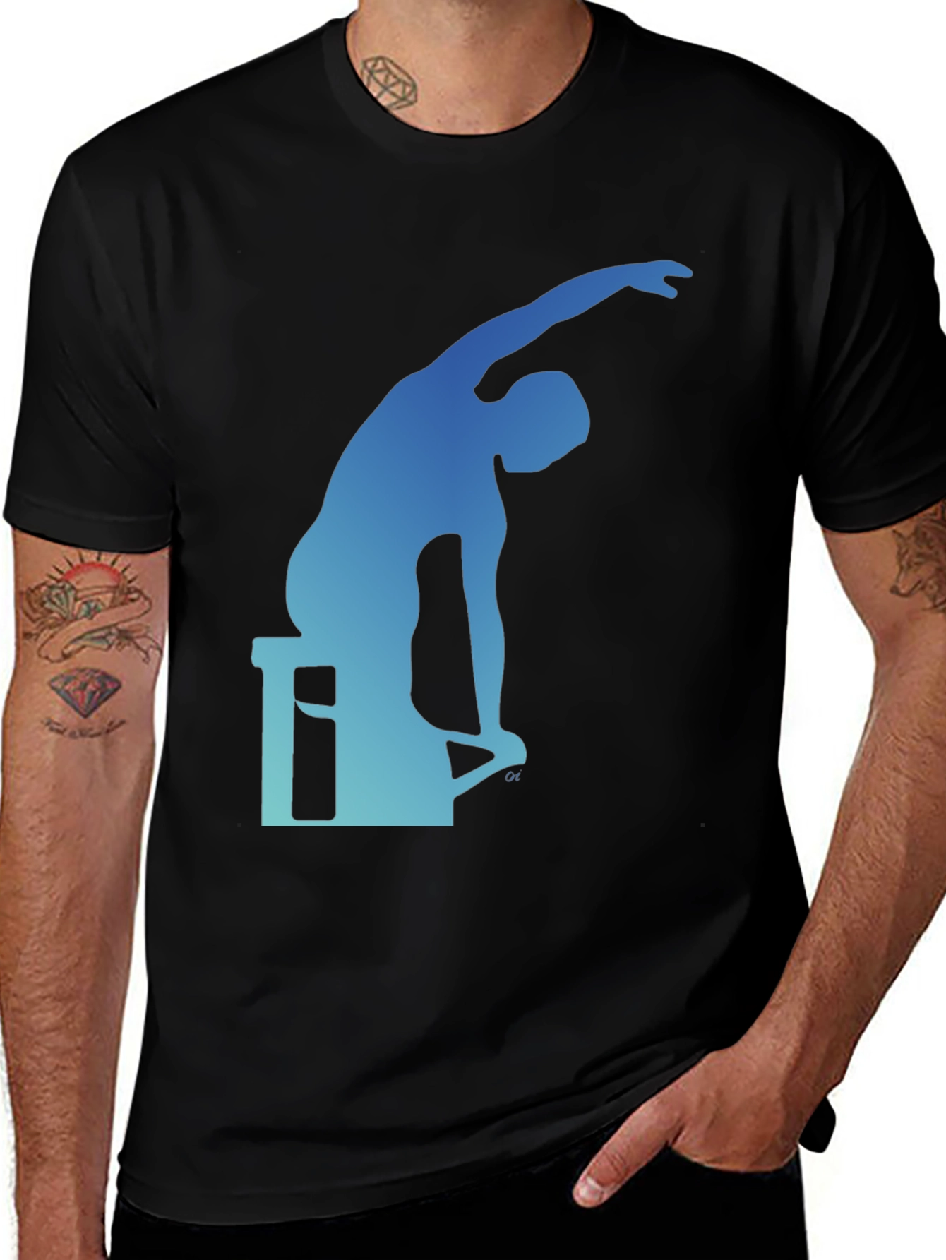 Variant 10 of Men's Black T-Shirt with Diver Graphic