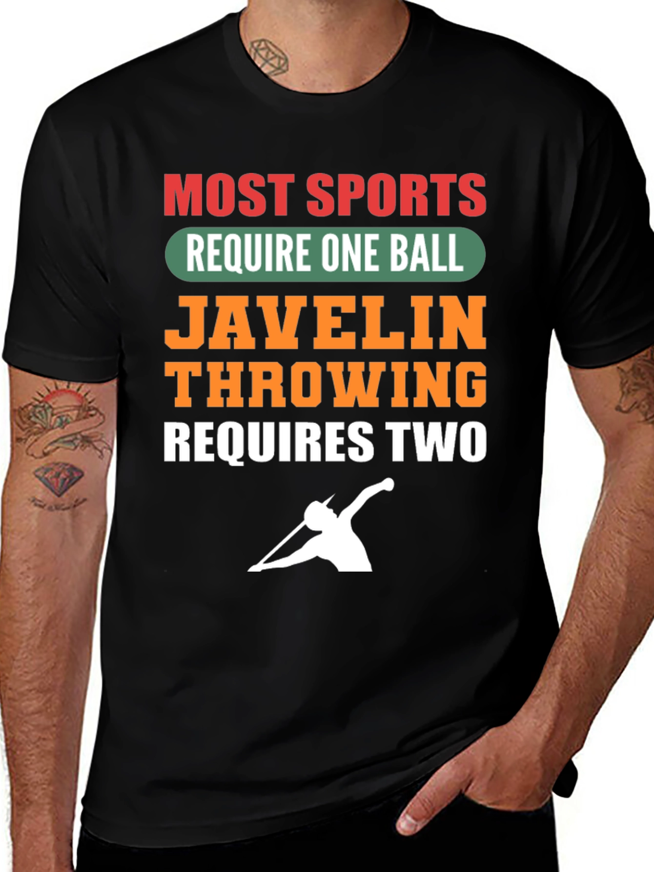 Variant 4 of Javelin Throwing Two Balls T-Shirt - Funny Sports Tee