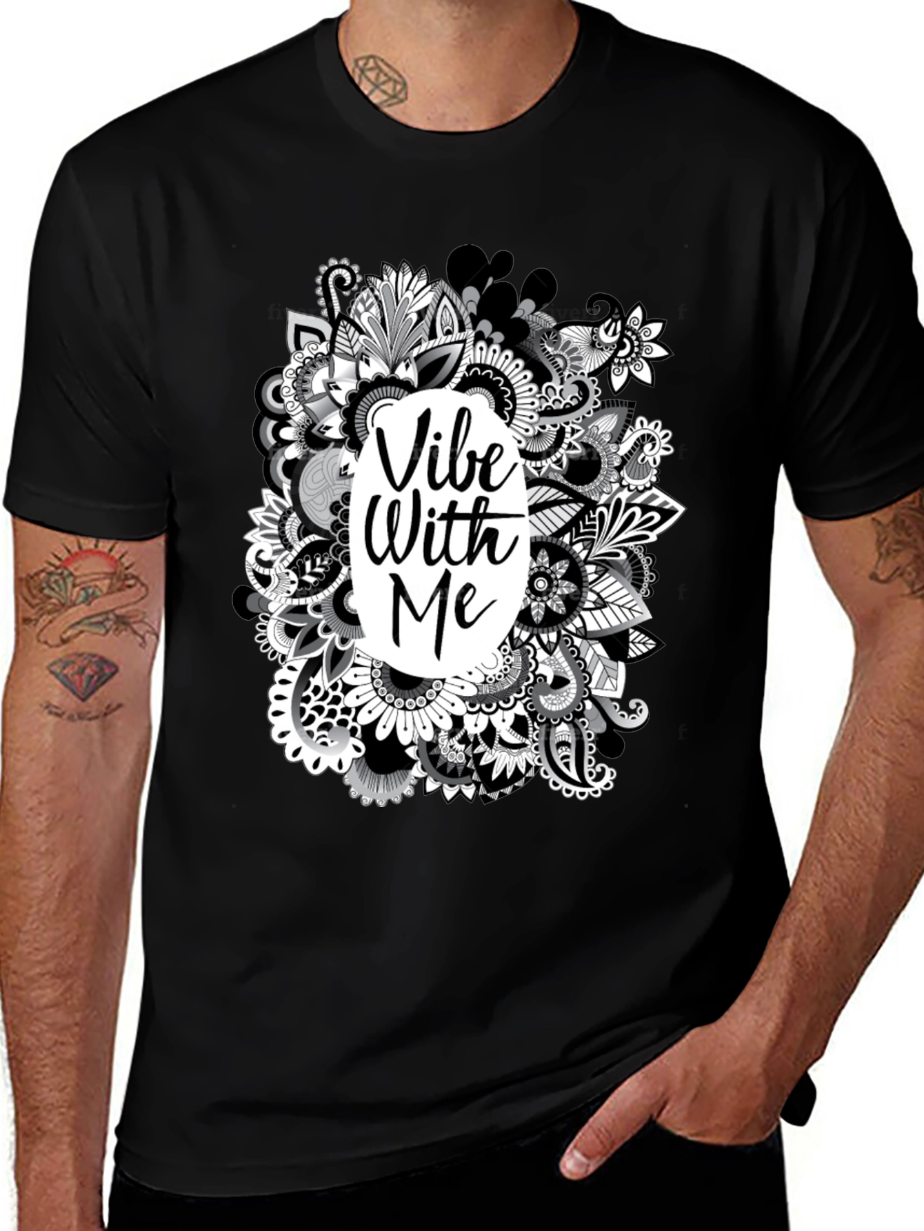 Variant 20 of Vibe With Me Graphic Tee - Black Casual Comfort