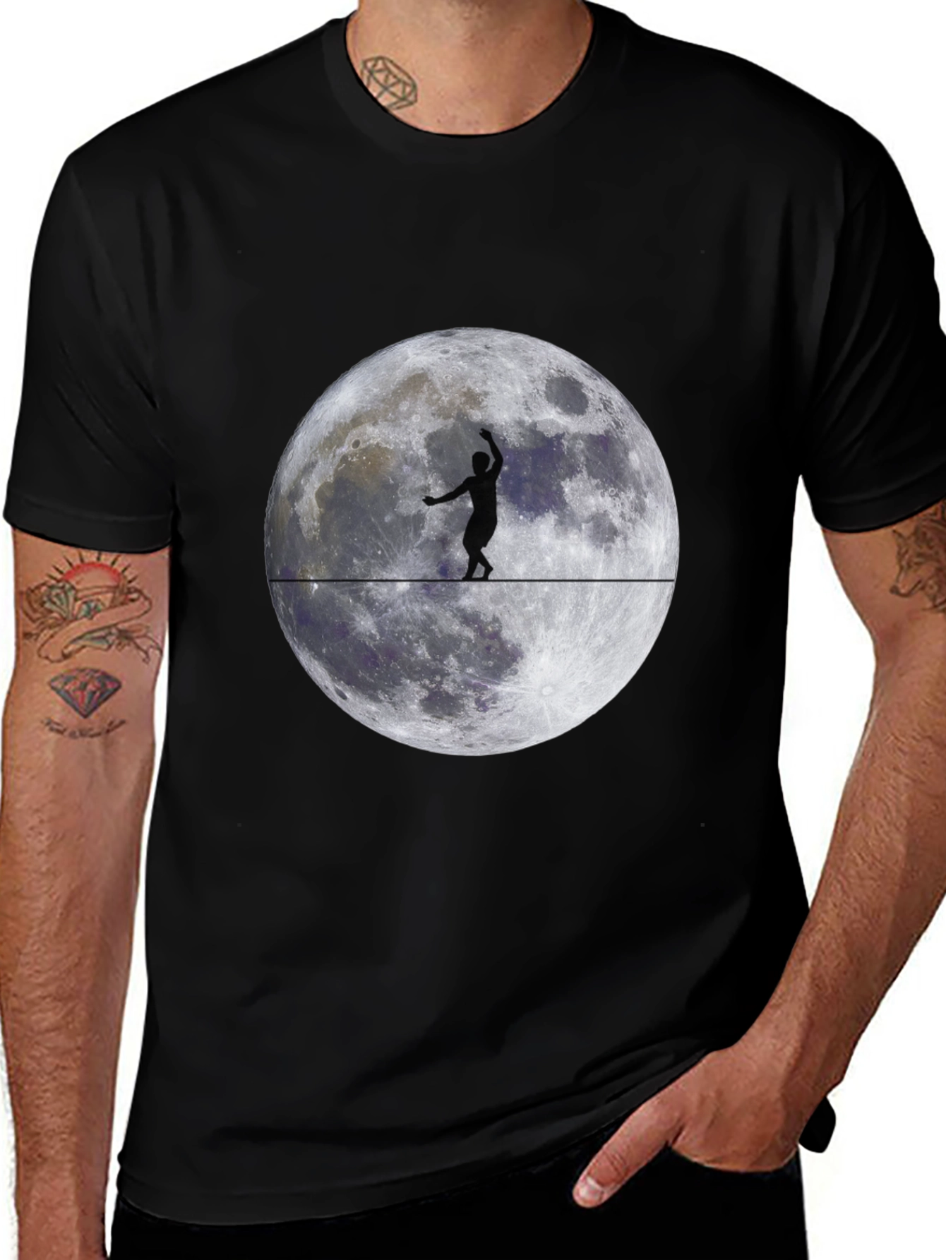 Variant 29 of Moon Walker Graphic Tee - Black Cotton T-Shirt