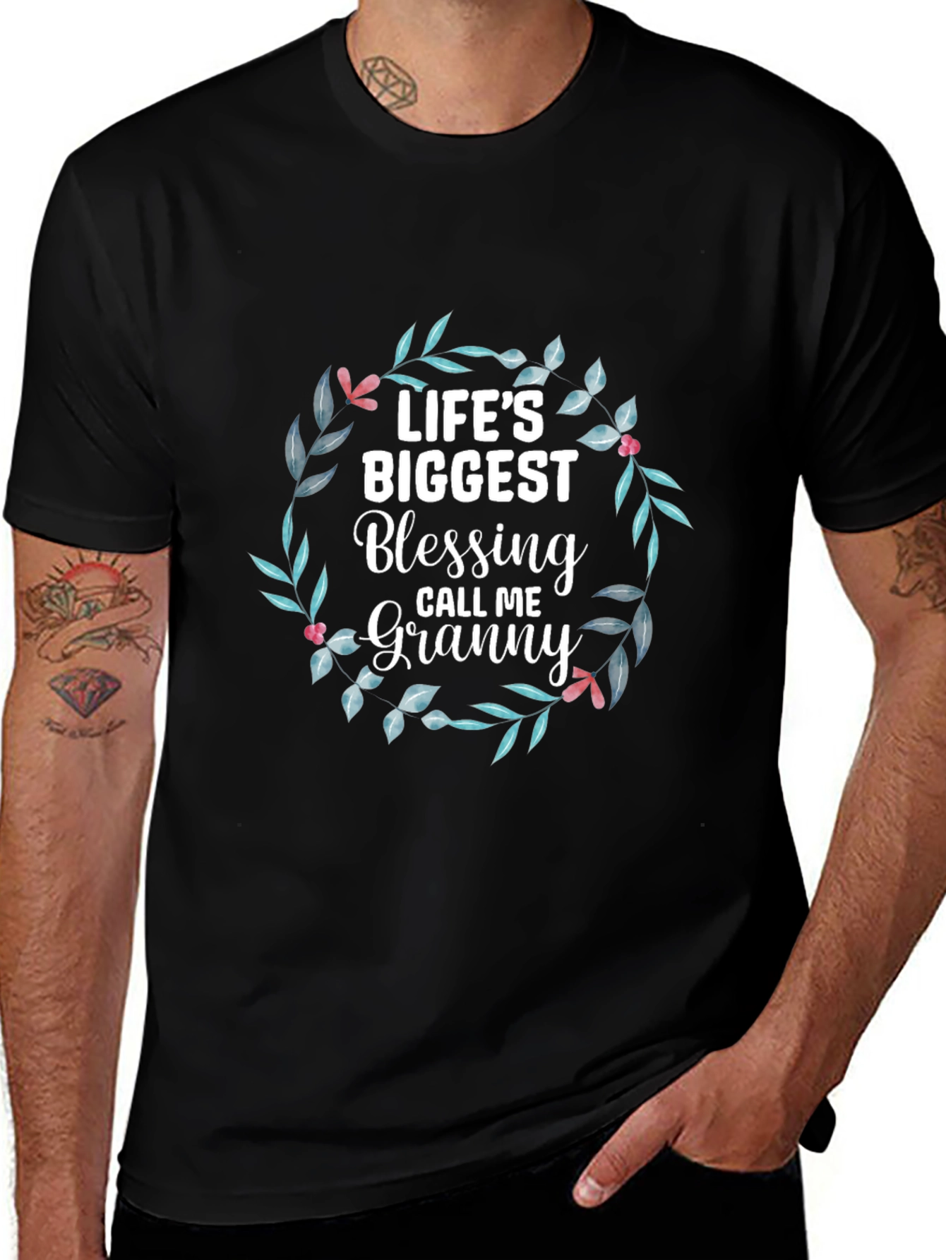 Life's Biggest Blessing Granny Floral Wreath Tee