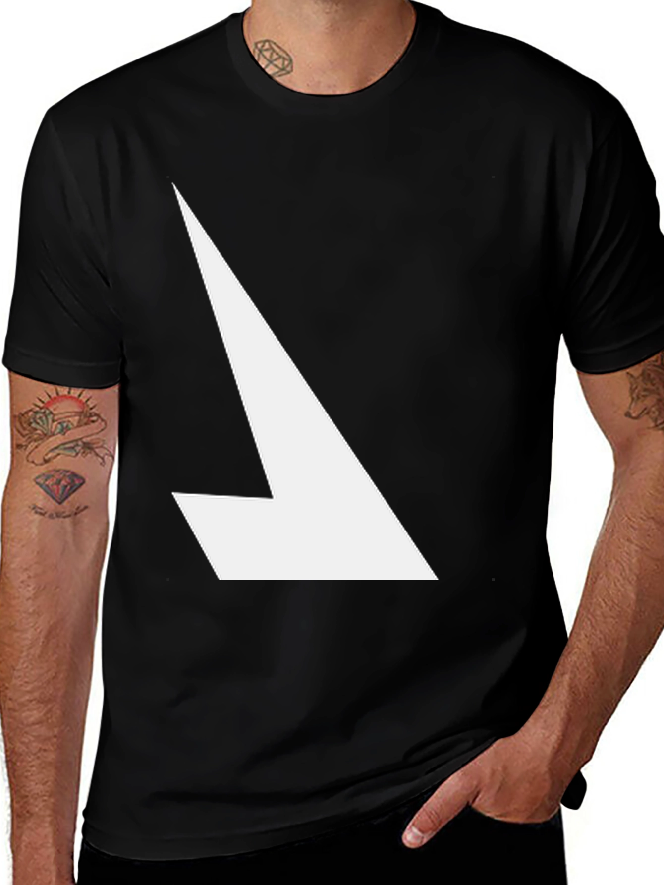 Variant 19 of Modern Graphic Tee - Black with White Angle Design