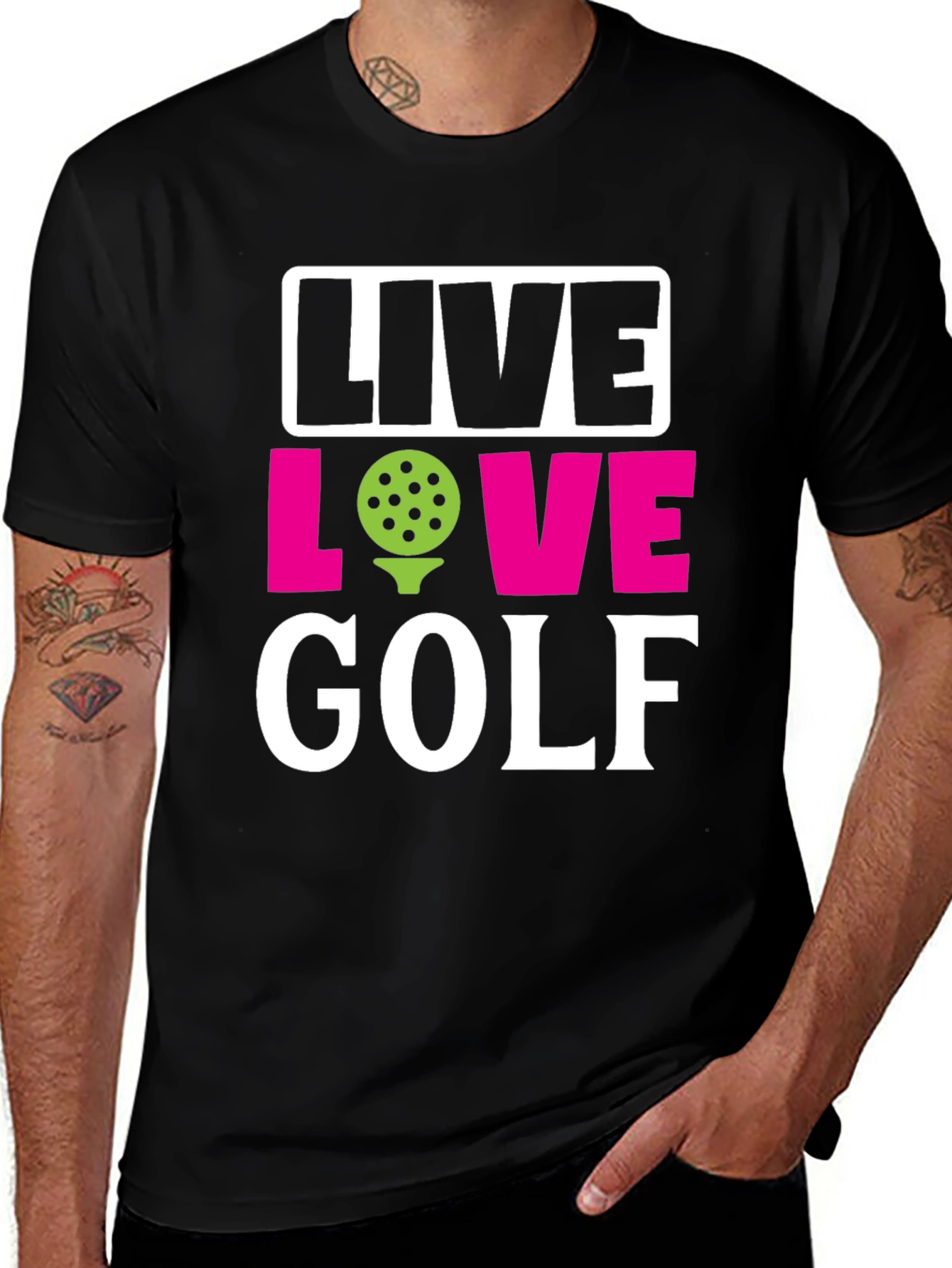 Variant 5 of Live Love Golf Graphic Tee - Black