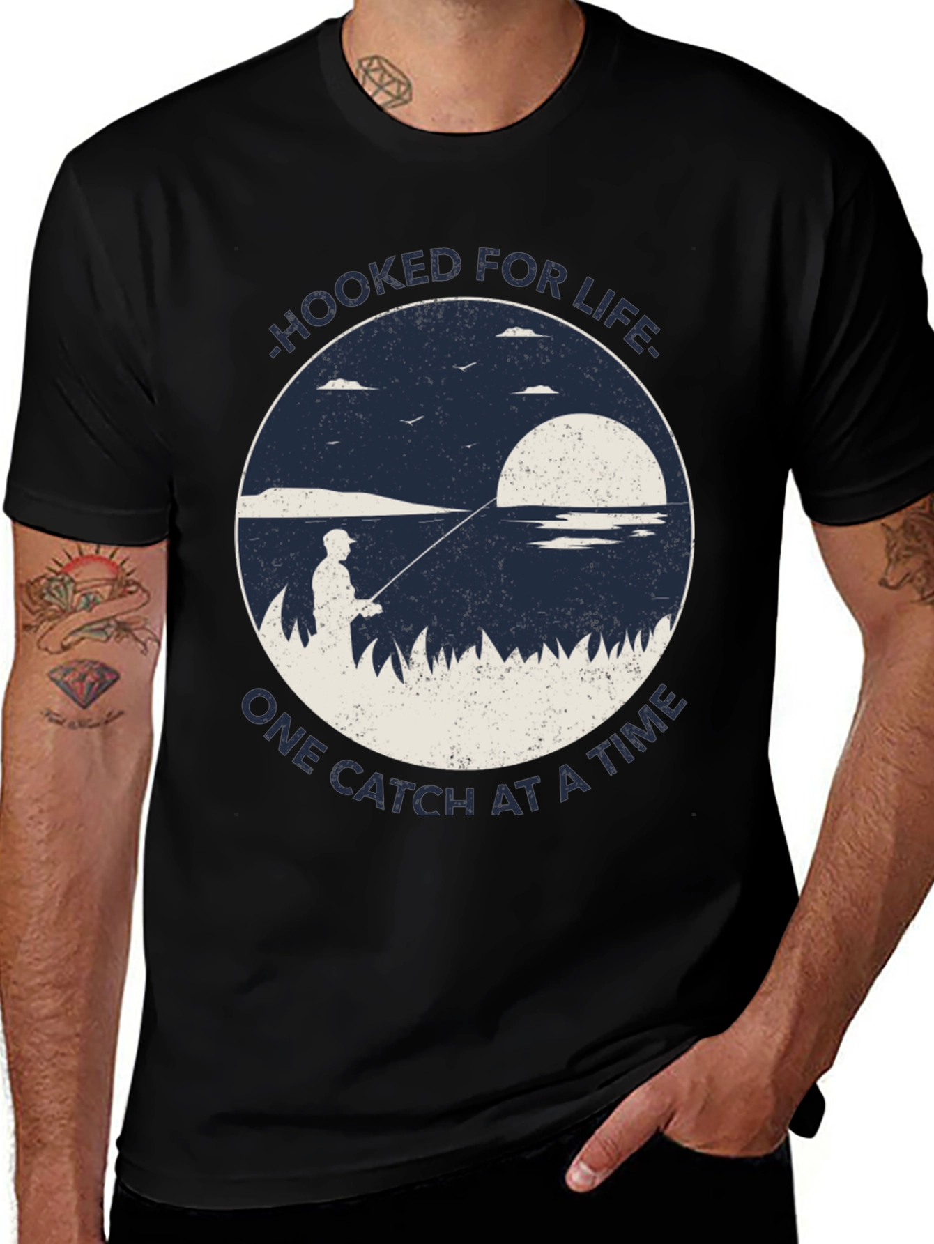 Variant 29 of Hooked For Life Fishing Graphic T-Shirt