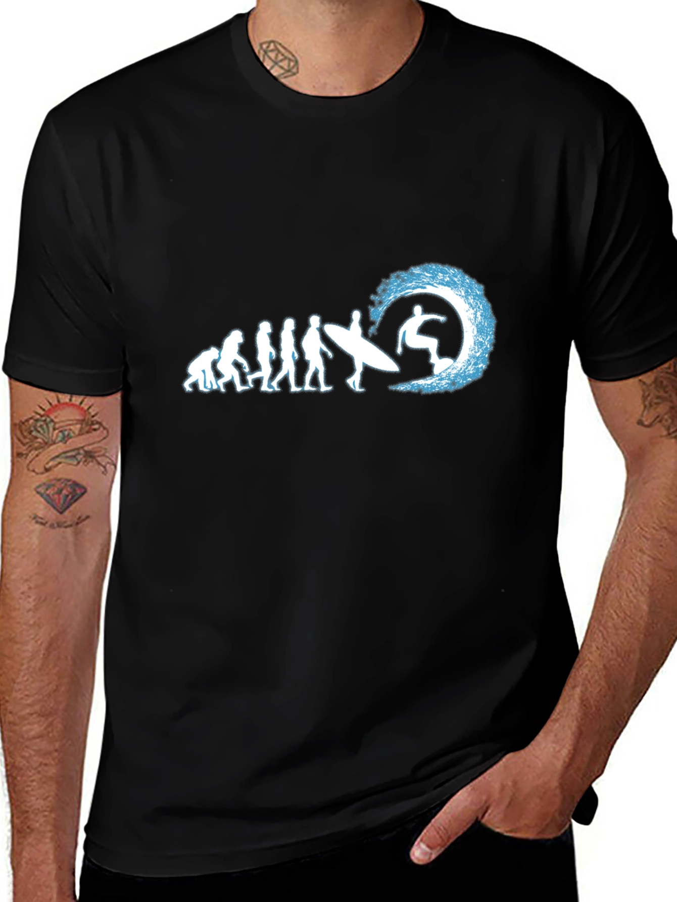 Variant 14 of Surfing Evolution Graphic Tee - Black T-Shirt