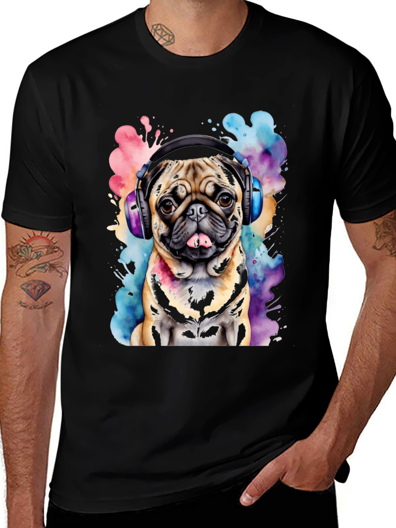 Variant 3 of Pug DJ Graphic Tee - Funky Dog Lover's Shirt