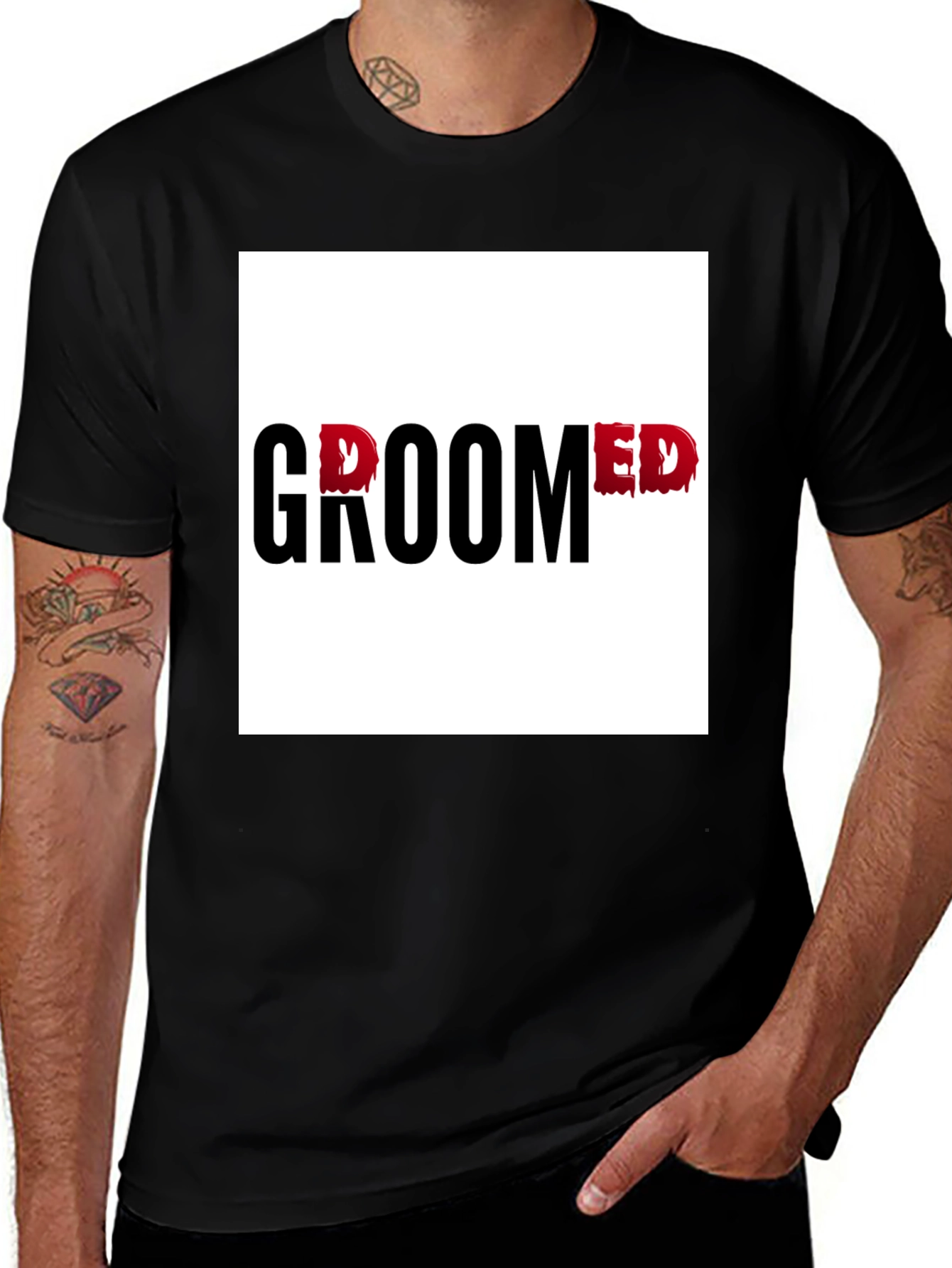 Variant 28 of Groomed Black Graphic Tee