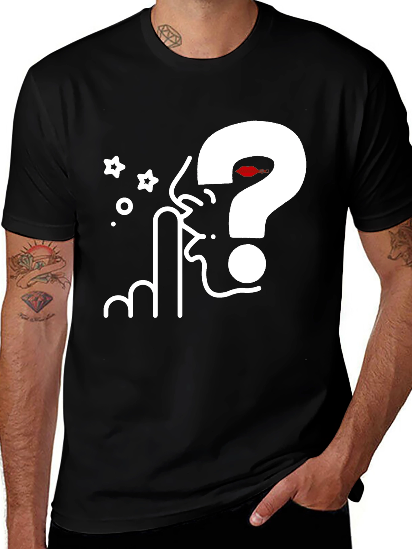 Variant 7 of Question Silence Graphic Tee - Black Cotton Blend