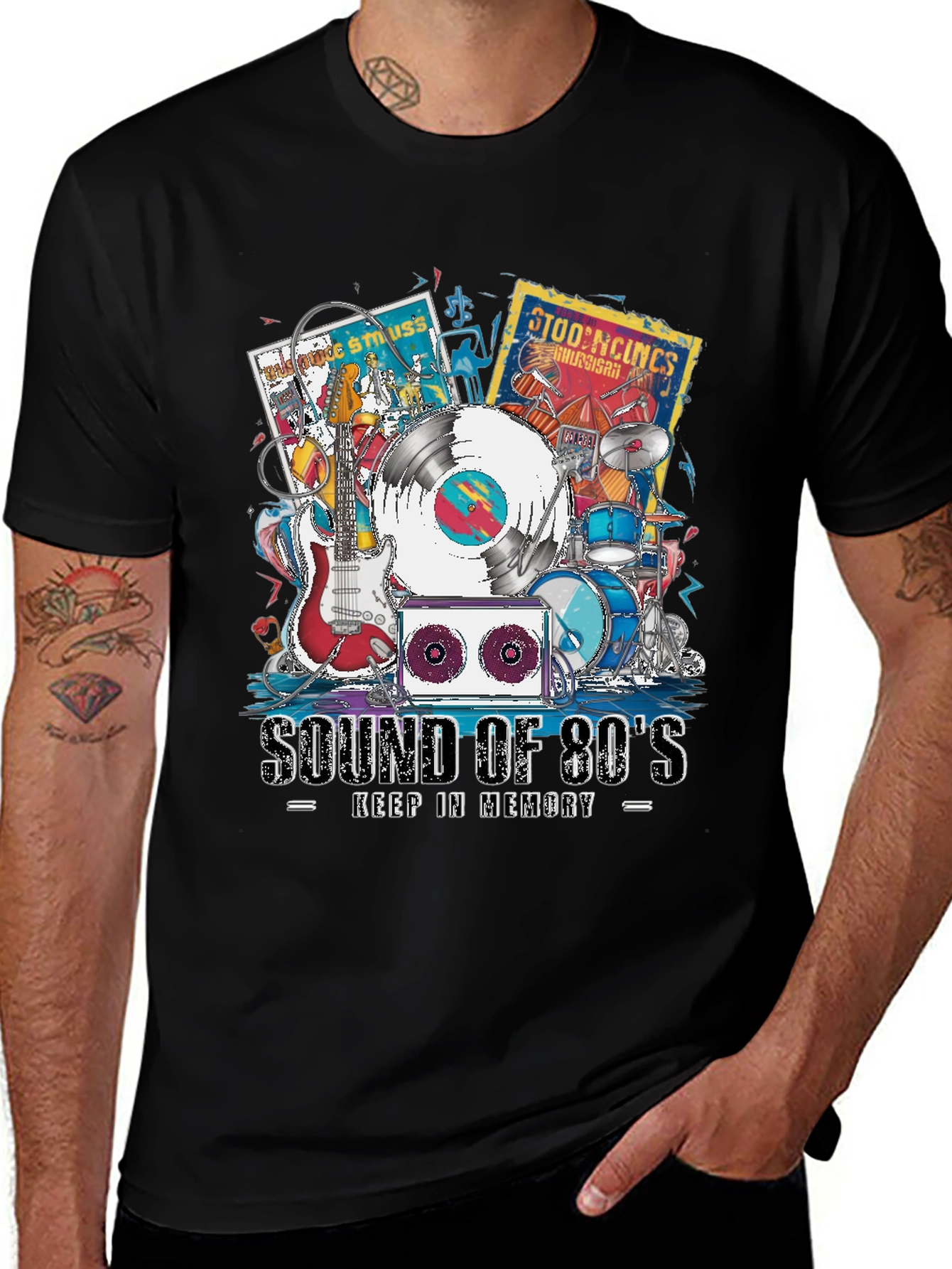 Black Sound of 80's Music T-Shirt main image