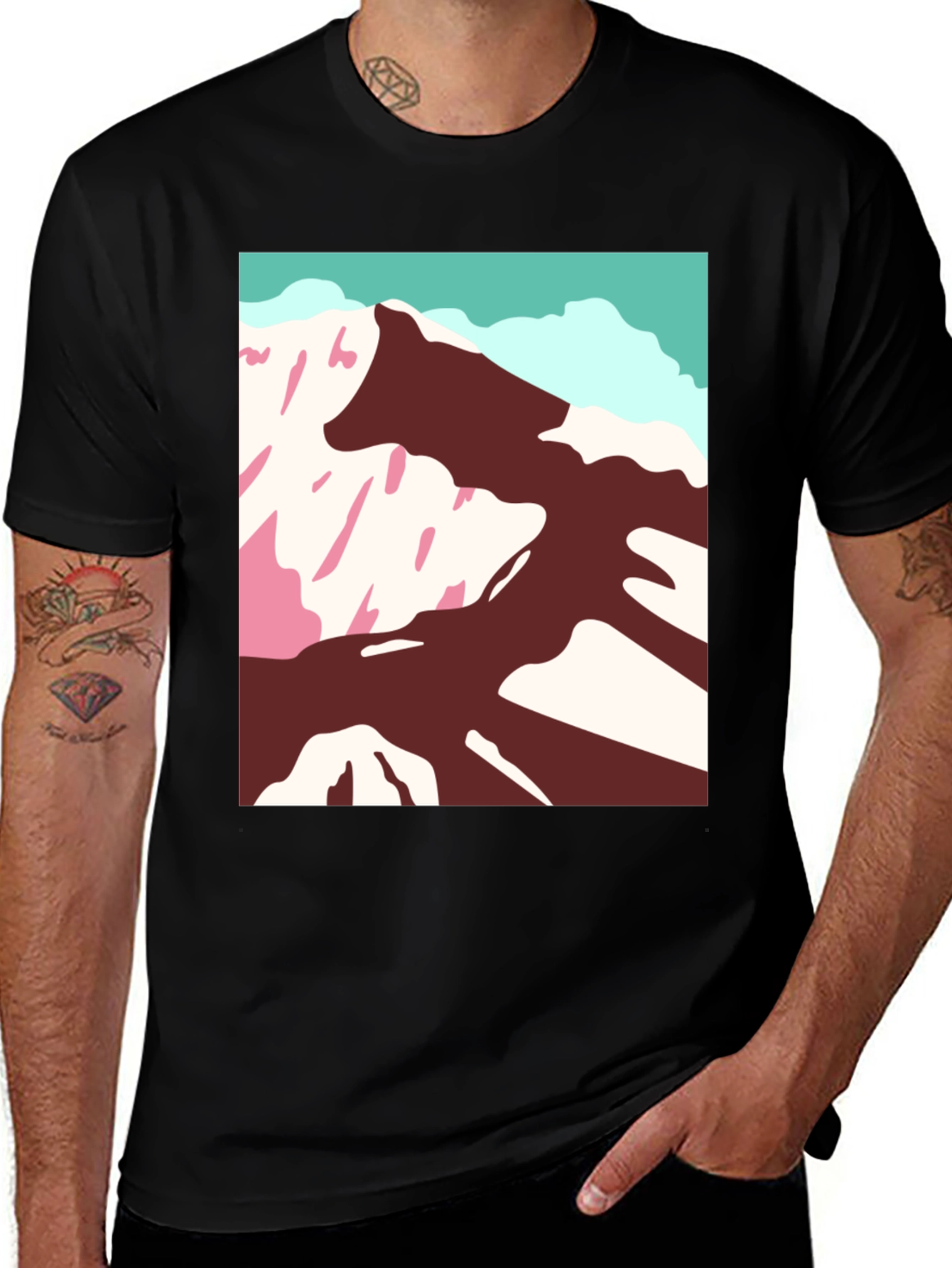Variant 28 of Mountain Graphic Tee - Stylish Black Cotton T-Shirt