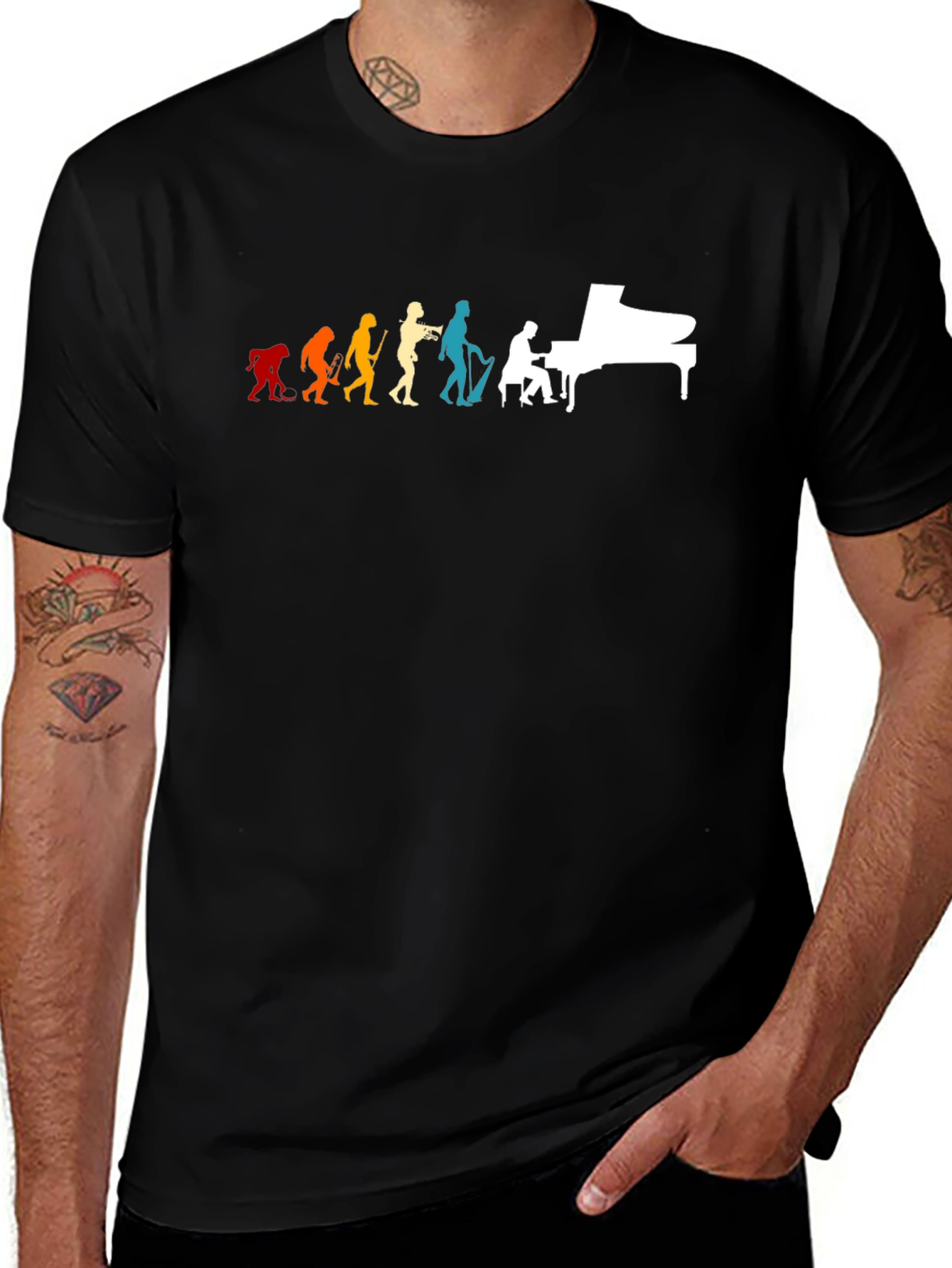 Piano Evolution Graphic Tee - Musician Humor T-Shirt