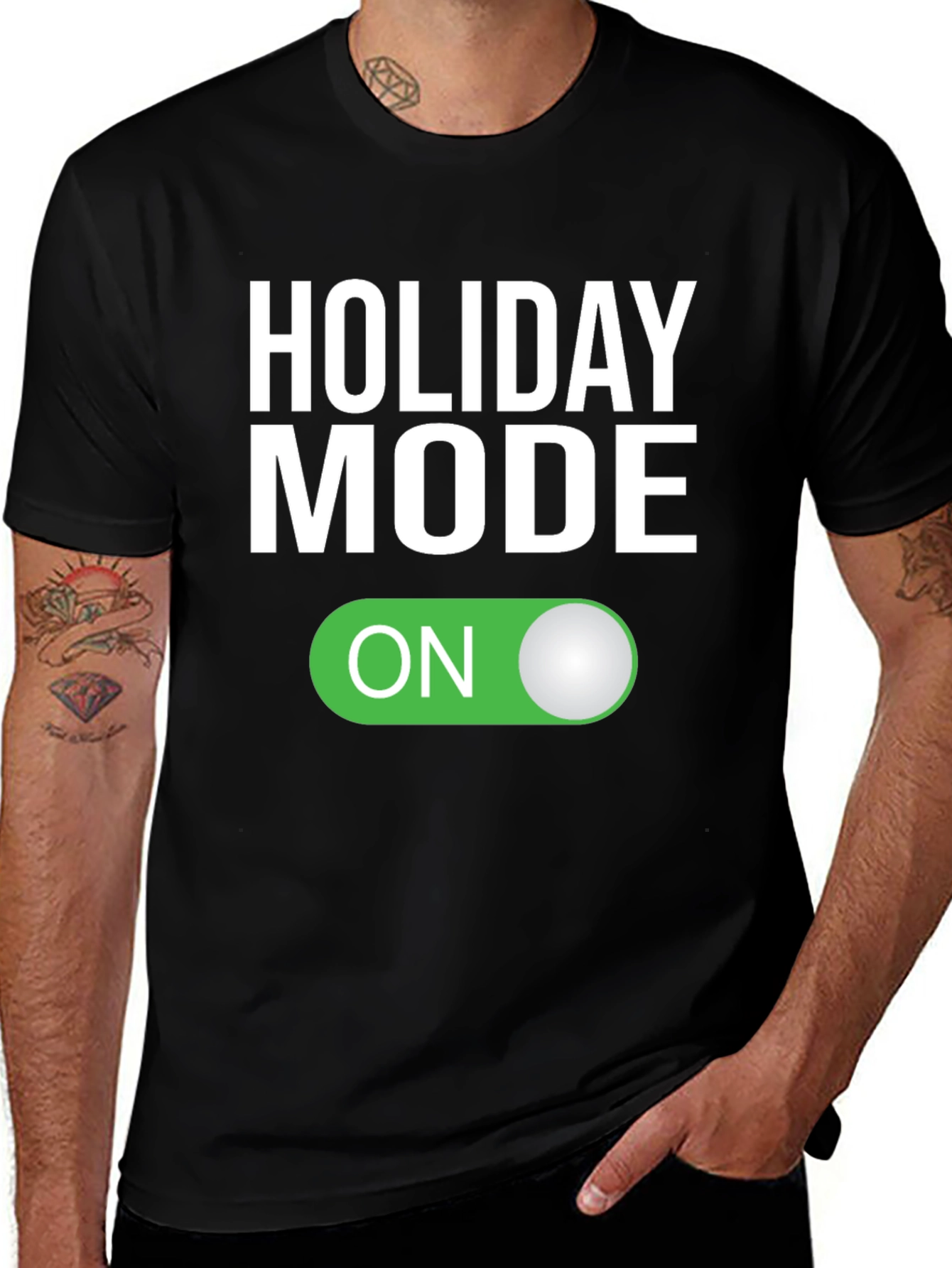 Variant 19 of Holiday Mode On Graphic Tee -  Relax & Enjoy!