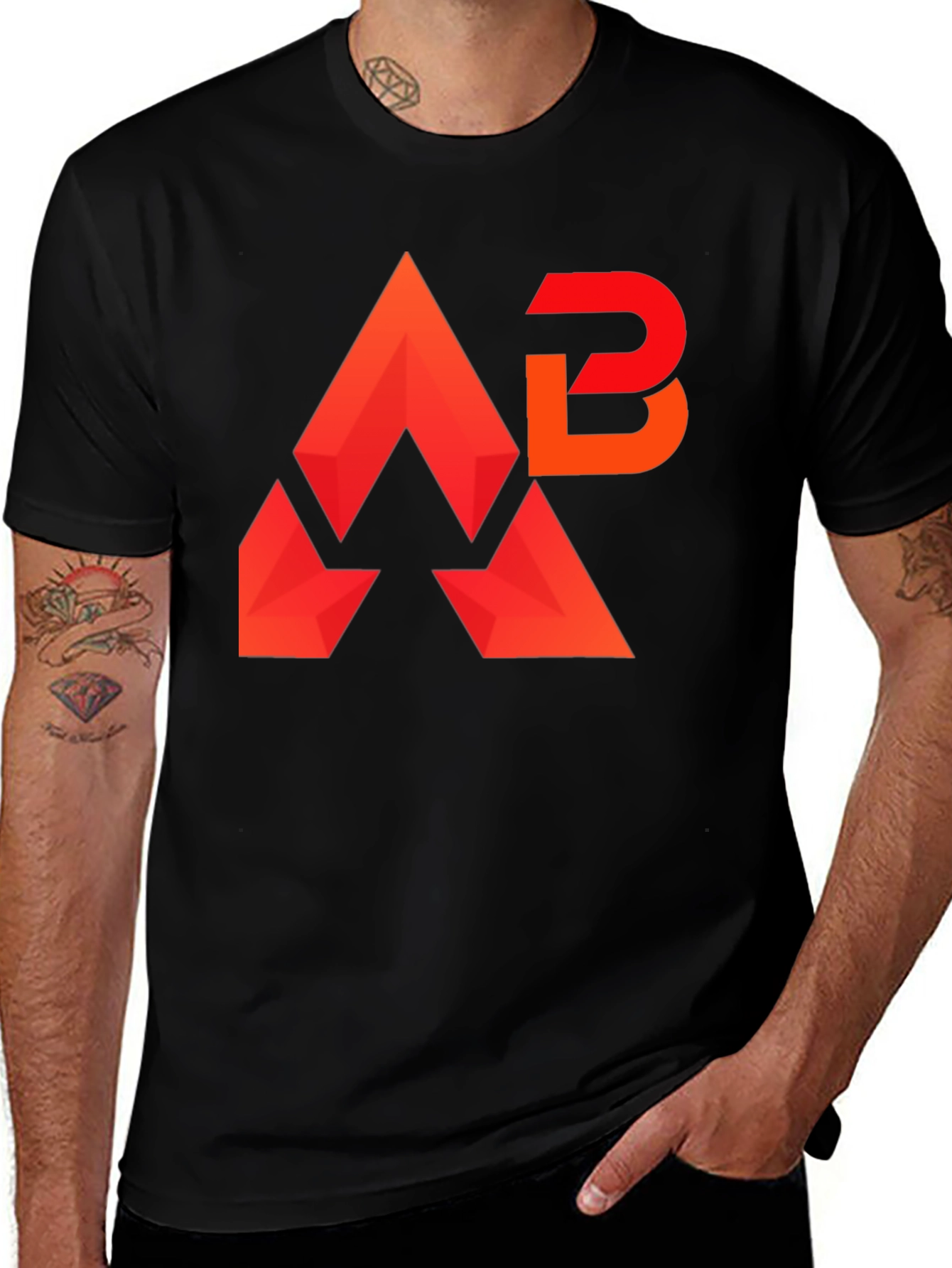 Variant 3 of Geometric 'AB' Logo Black T-Shirt
