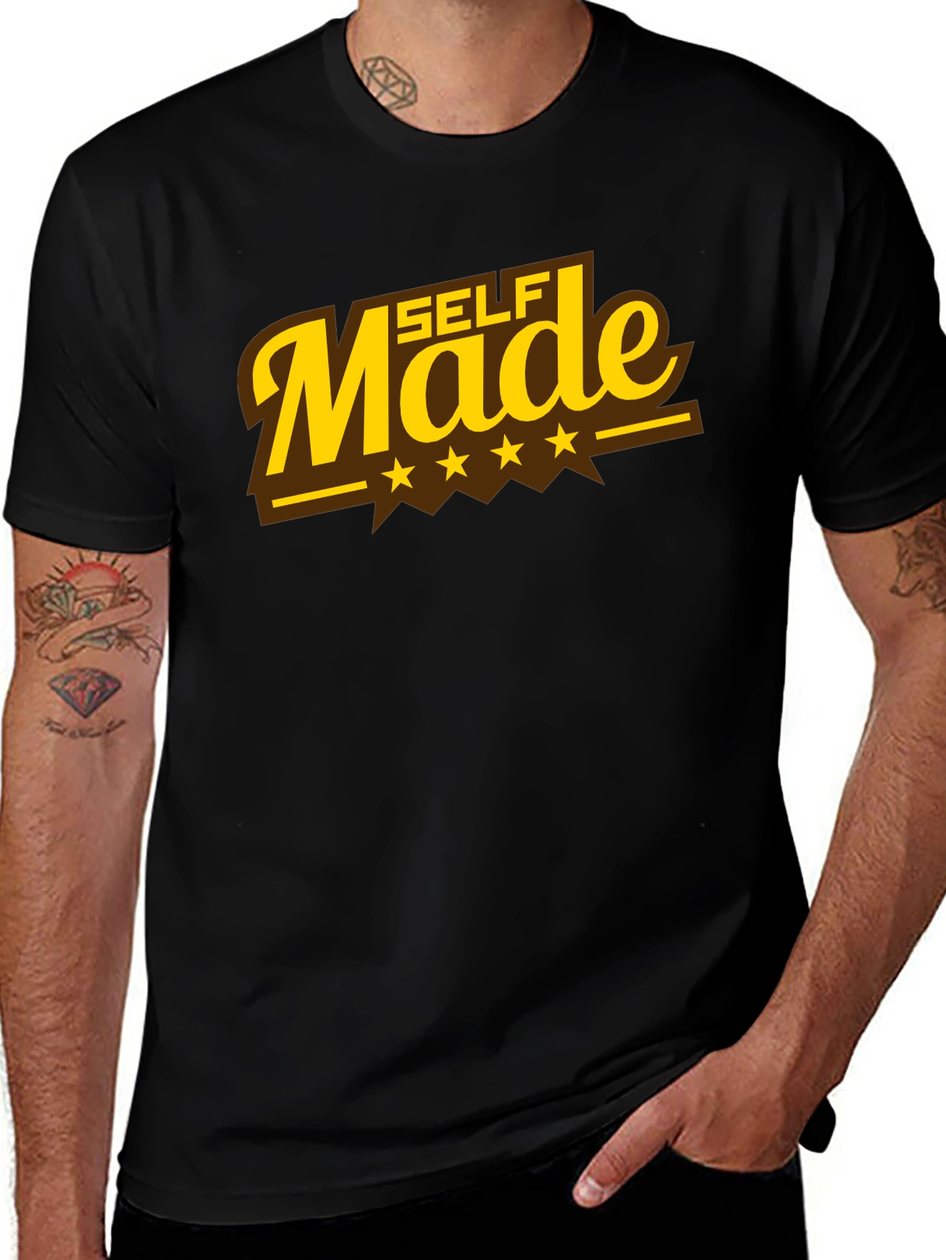 Variant 23 of Self Made Black Tee with Gold Lettering