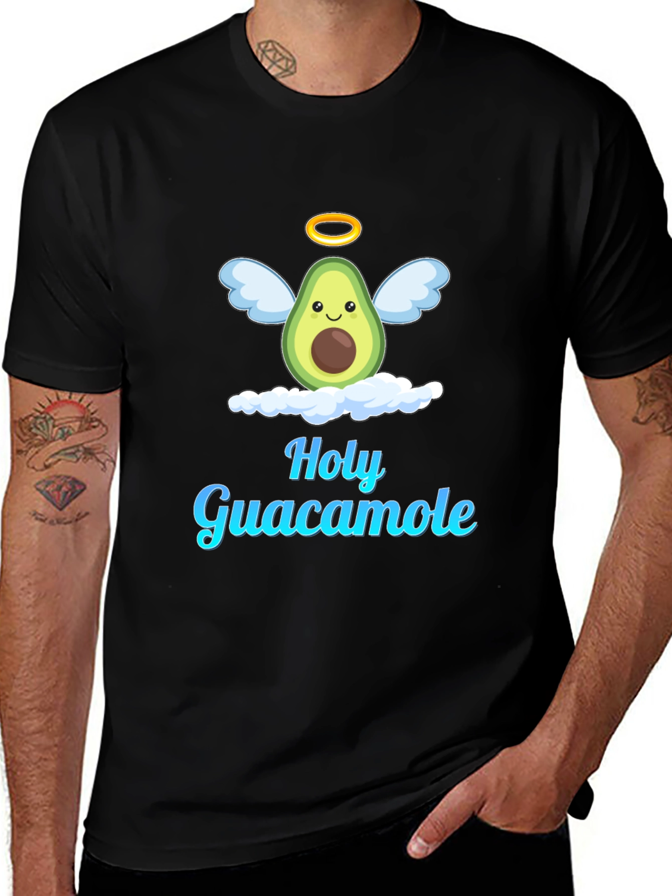 Variant 16 of Holy Guacamole Graphic T-Shirt - Avocado Angel Design