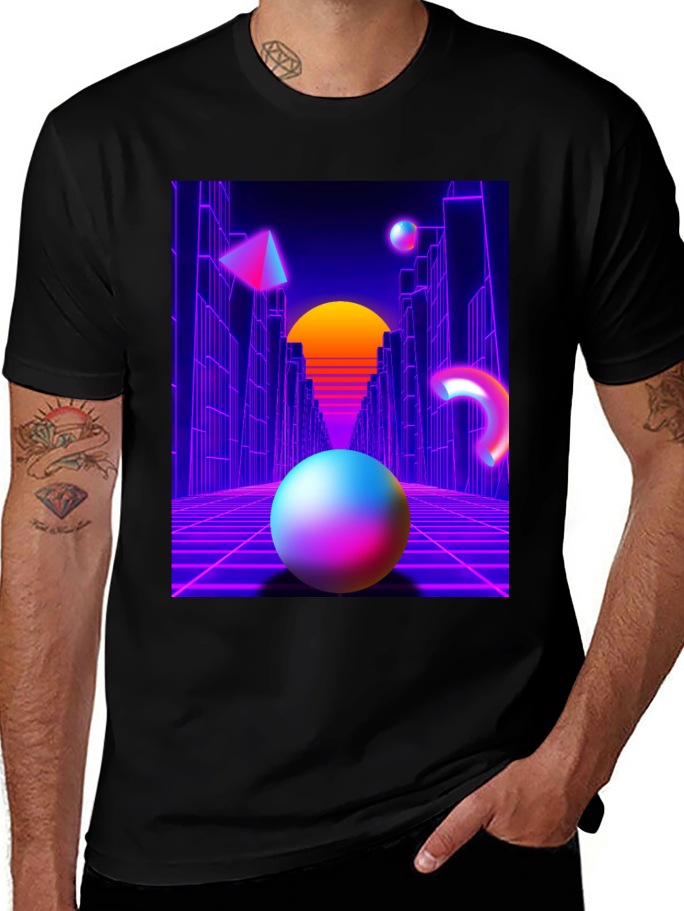 Retro Wave Graphic Tee - Black T-Shirt