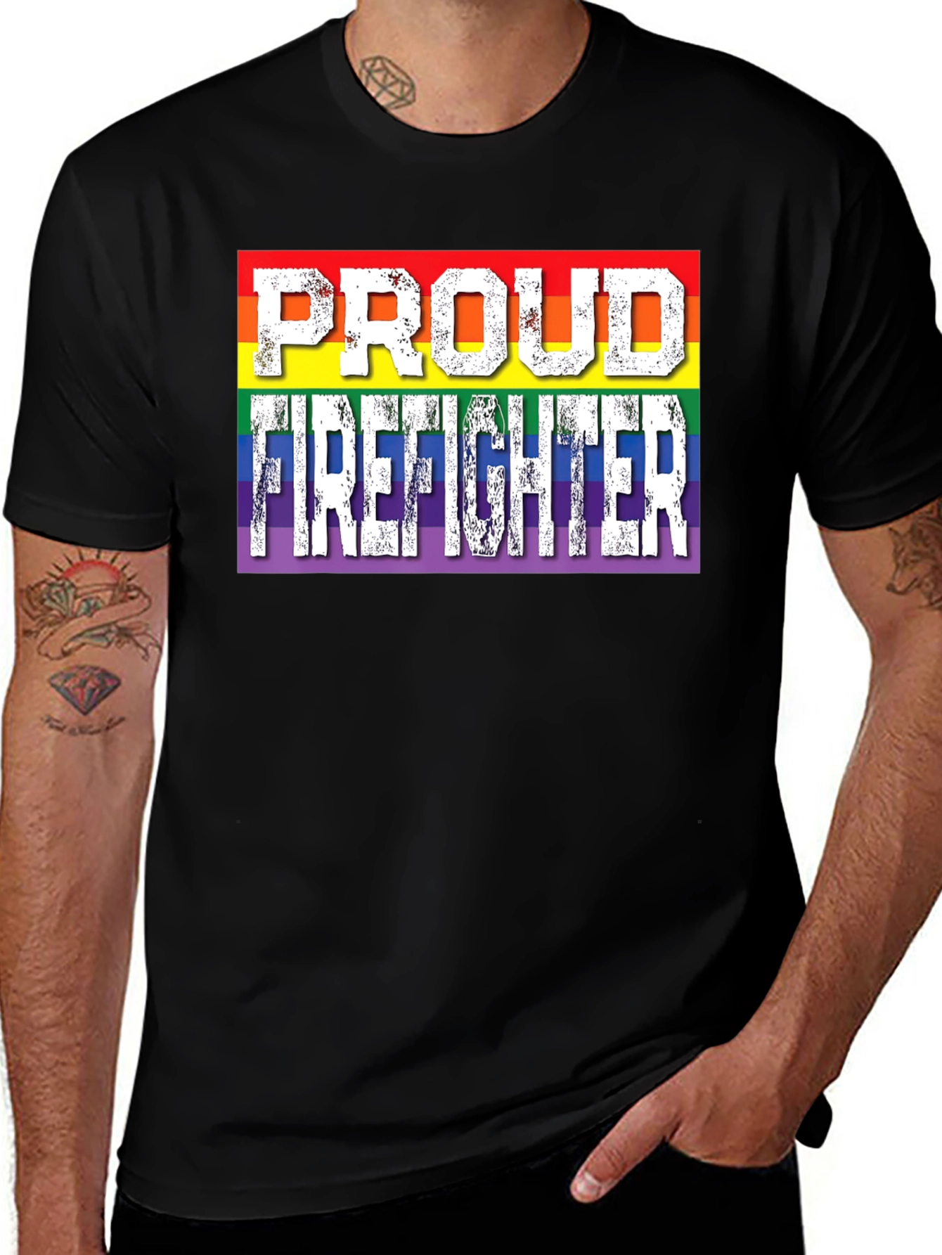 Variant 12 of Proud Firefighter LGBTQ+ Pride T-Shirt