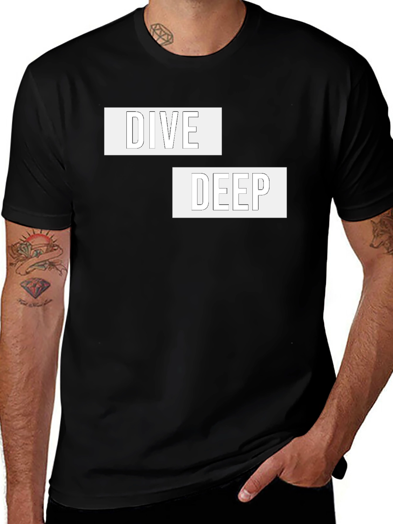 Variant 12 of Dive Deep Graphic Tee - Black Cotton Comfort
