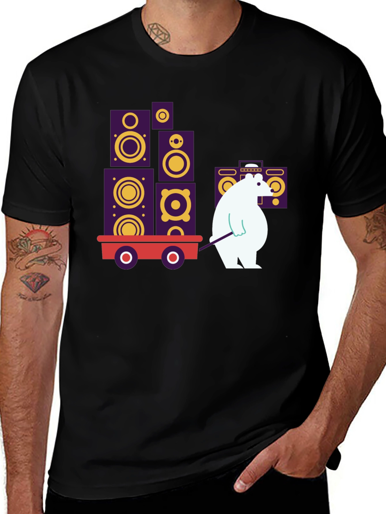 Variant 12 of Cool Graphic Tee - Bear Hauling Speakers