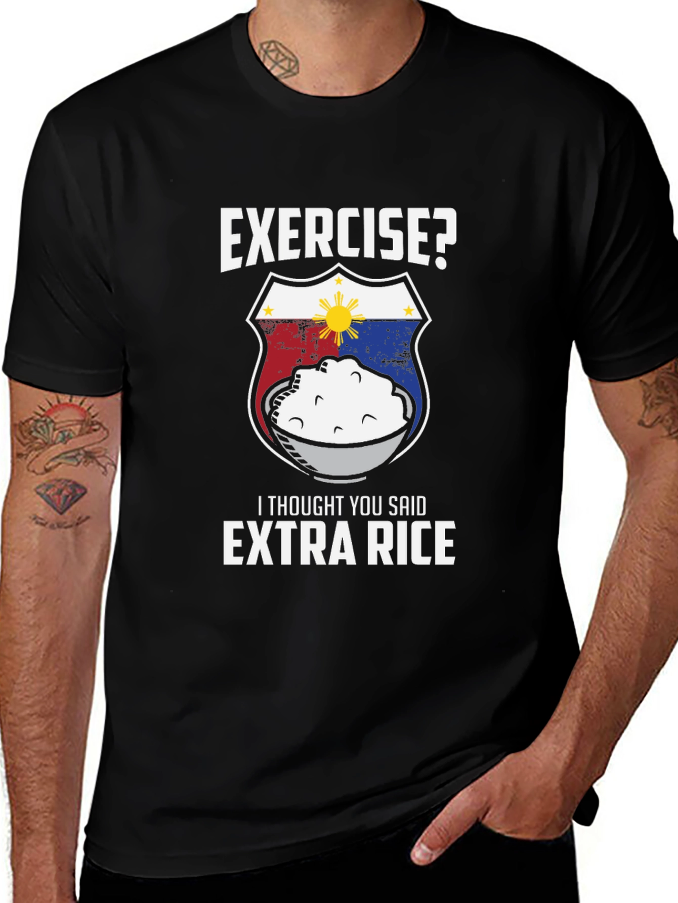 Exercise? Extra Rice Funny Graphic Tee