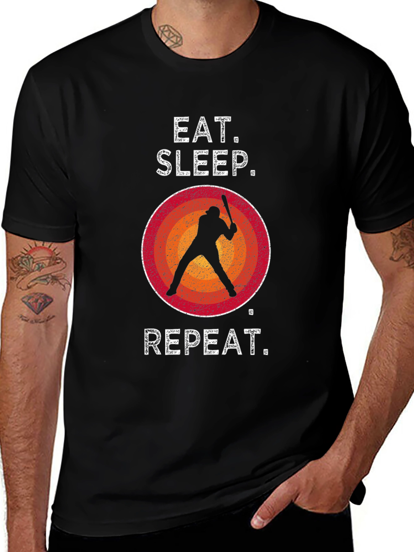 Variant 2 of Eat Sleep Baseball Repeat Black Graphic Tee