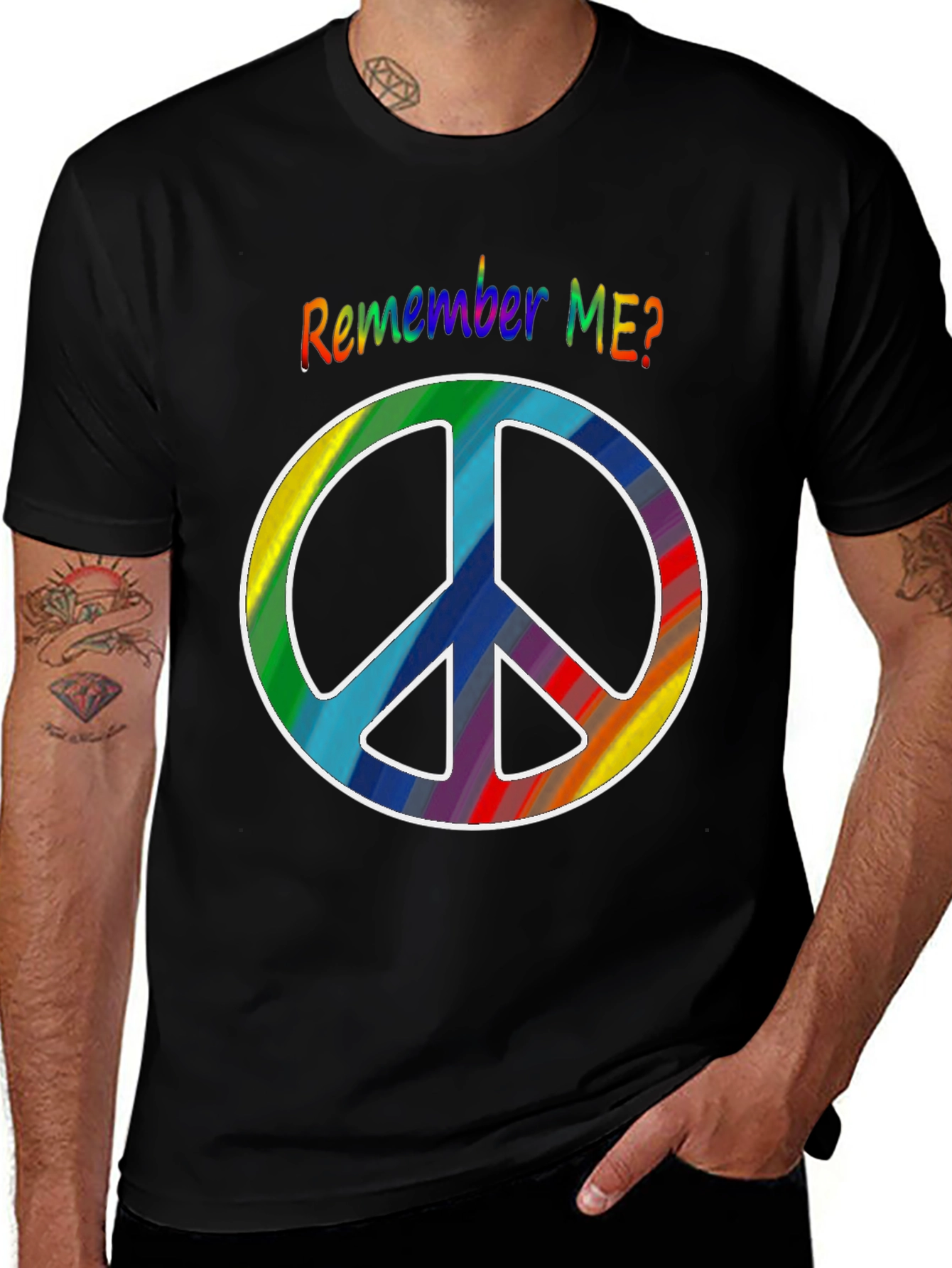 Variant 18 of Remember Me? Rainbow Peace Sign T-Shirt