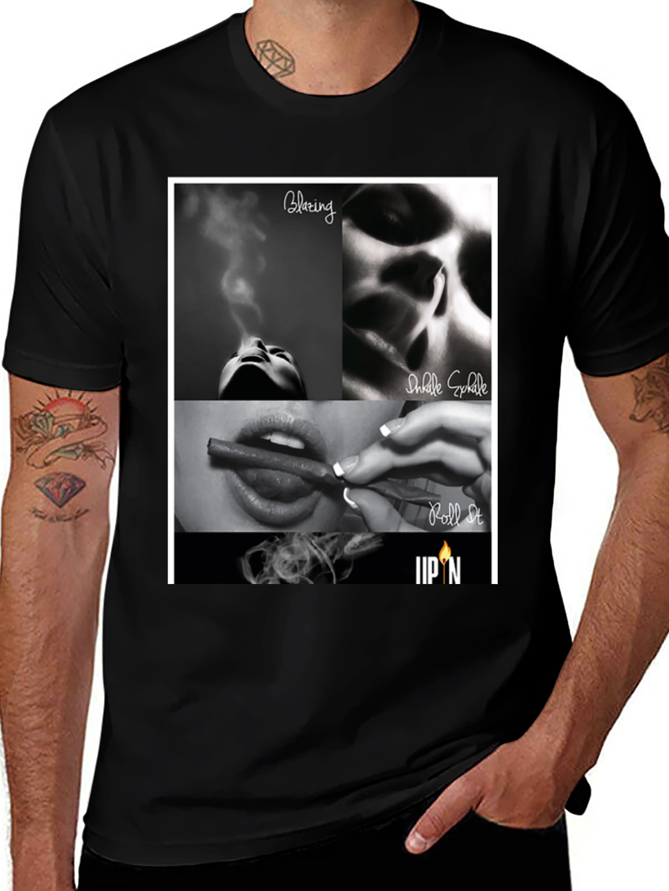 Variant 22 of Blazing Inhale Roll It Black T-Shirt
