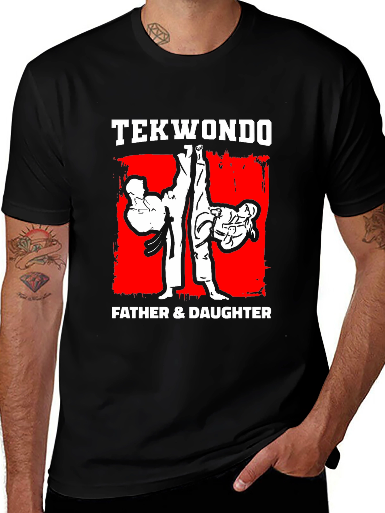 Variant 8 of Taekwondo Father & Daughter Black T-Shirt Martial Arts
