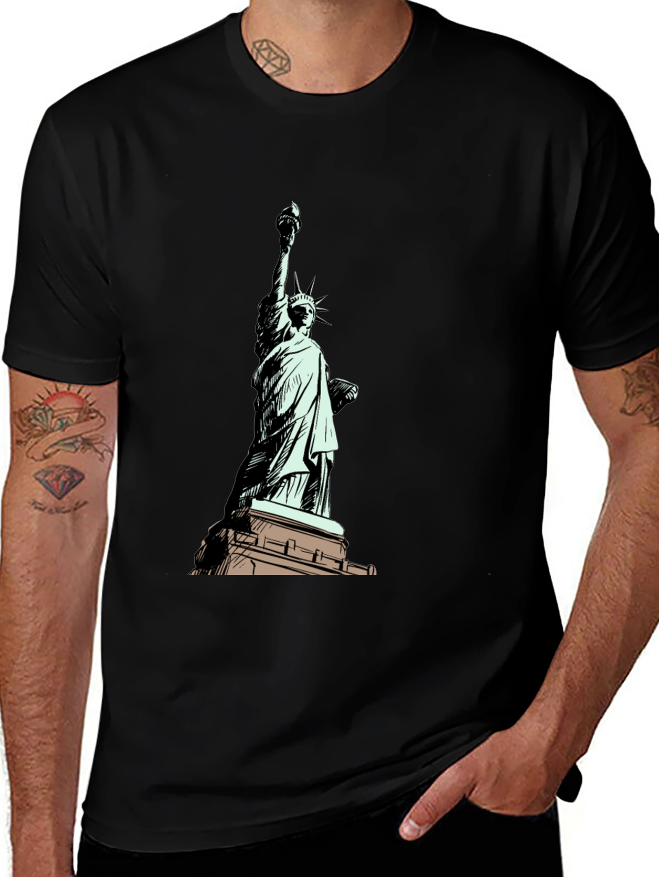 Variant 10 of Statue of Liberty Graphic T-Shirt - Black