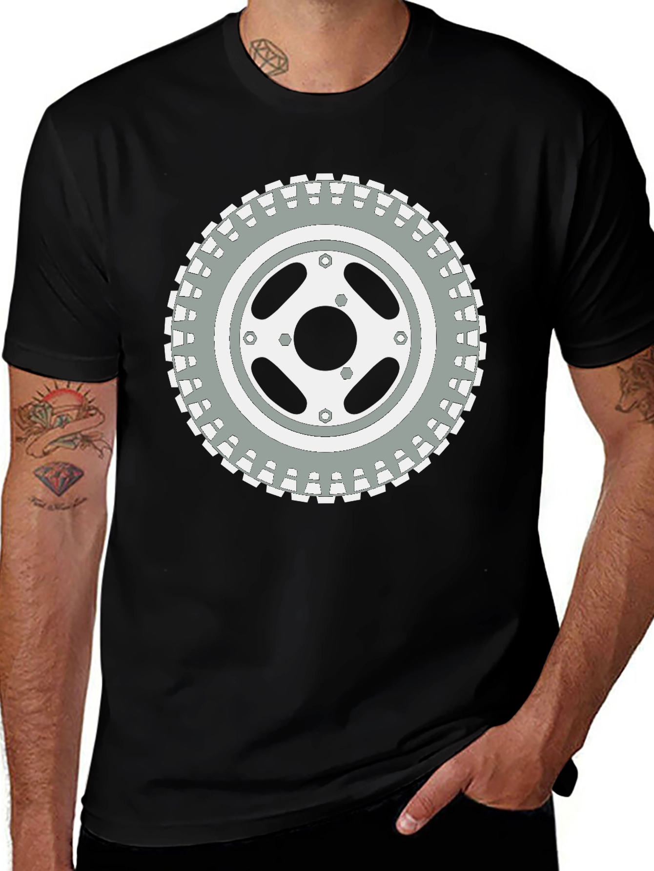 Variant 6 of Black Tire Graphic T-Shirt - Motorcross Style