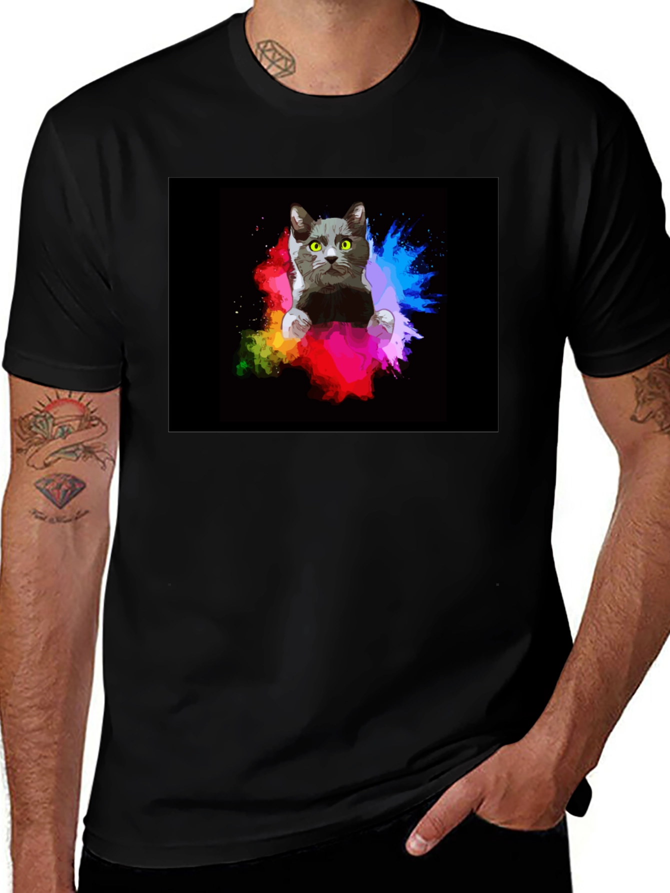 Variant 4 of Cat Art T-Shirt - Colorful Pet Graphic Tee