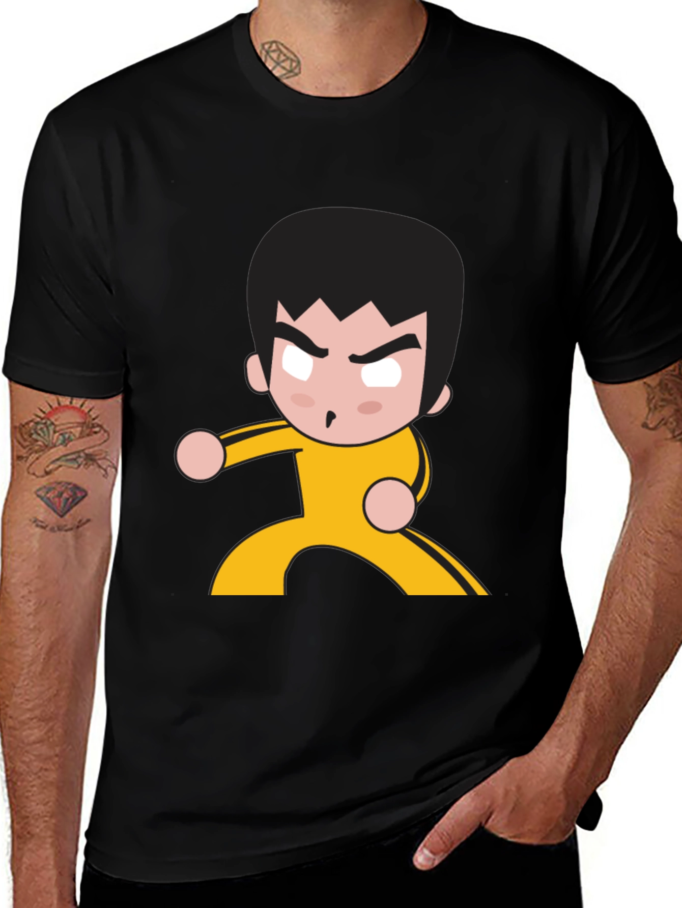 Variant 11 of Martial Arts Cartoon Graphic Black T-Shirt