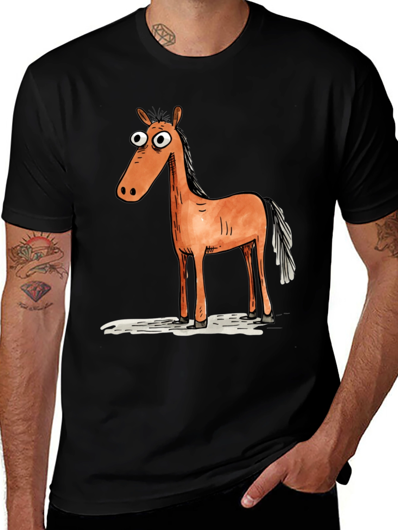 Variant 9 of Cartoon Horse Graphic T-Shirt - Unisex