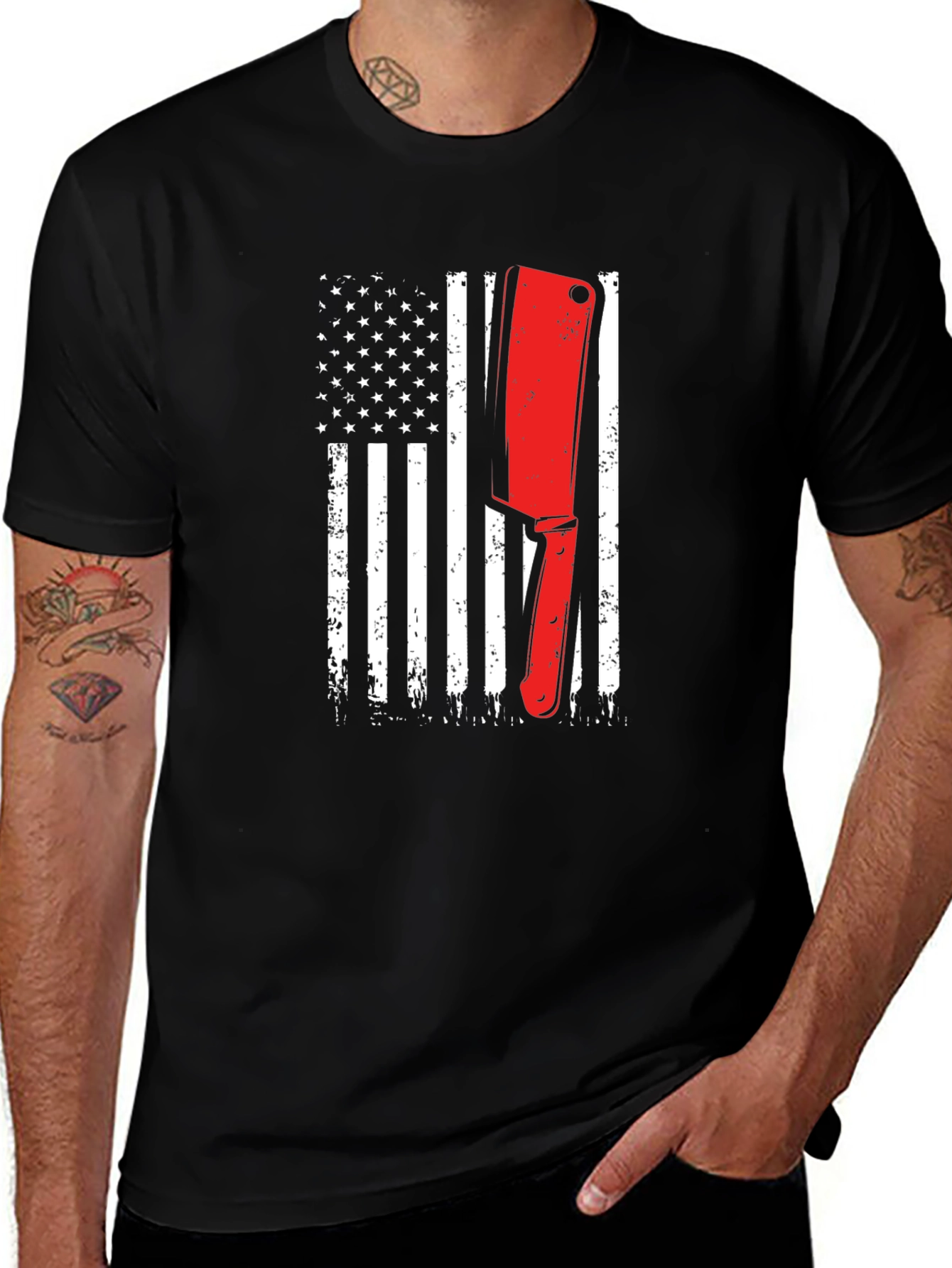 Butcher American Flag T-Shirt | Patriotic Meat Lover Tee