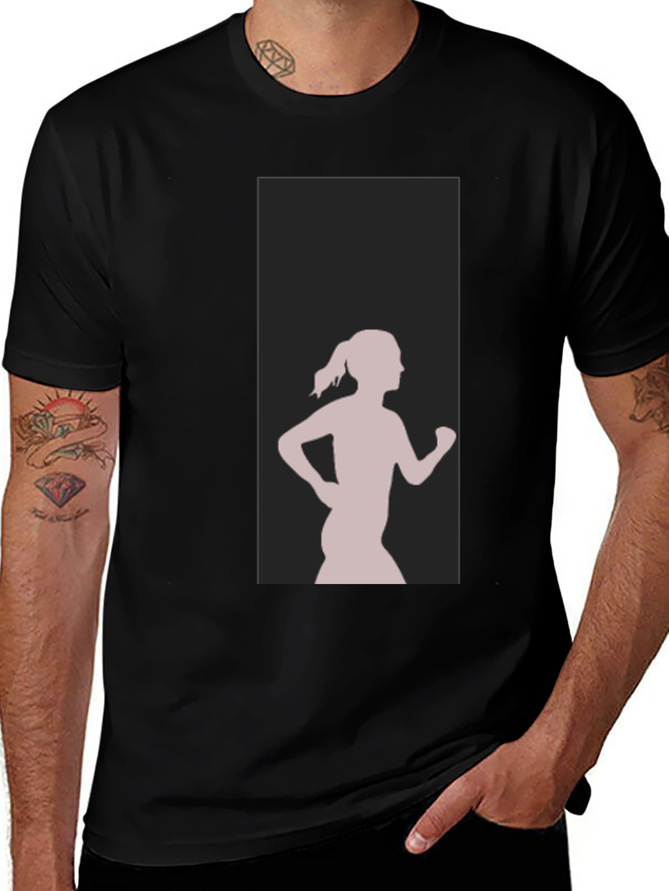 Variant 29 of Black Graphic Tee - Running Girl Silhouette