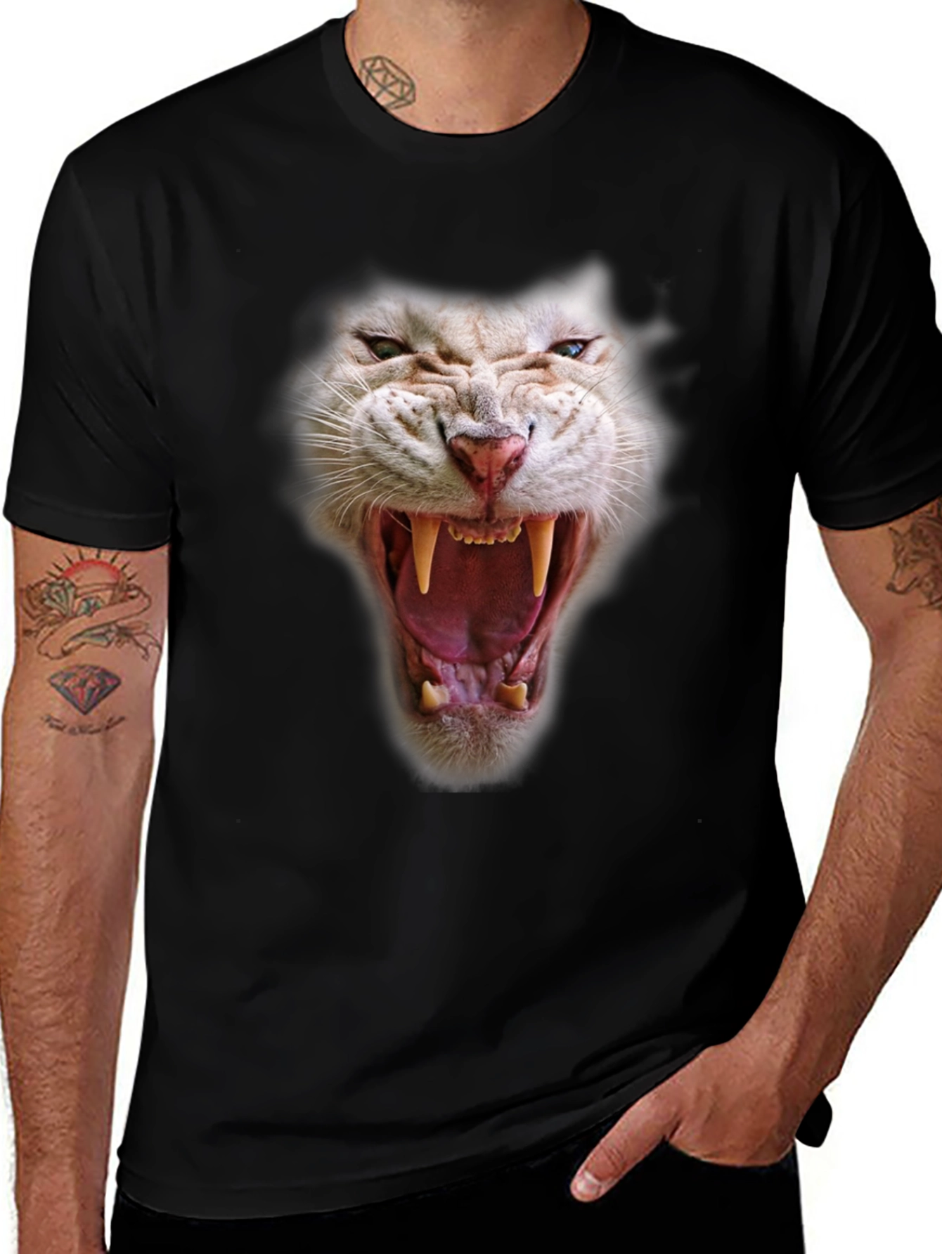 Variant 7 of Roaring White Tiger Graphic T-Shirt