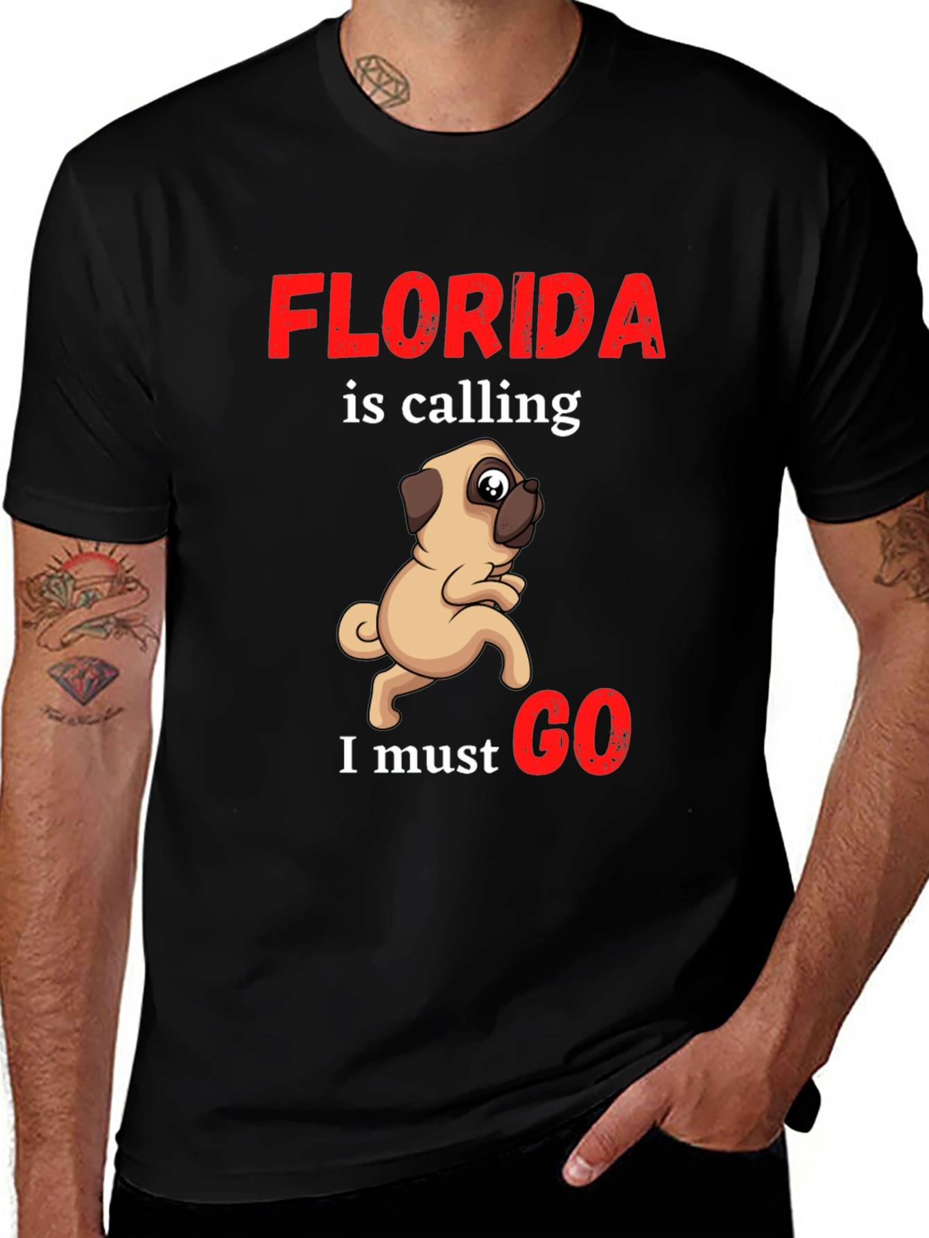 Variant 3 of Florida Calling Pug Graphic T-Shirt
