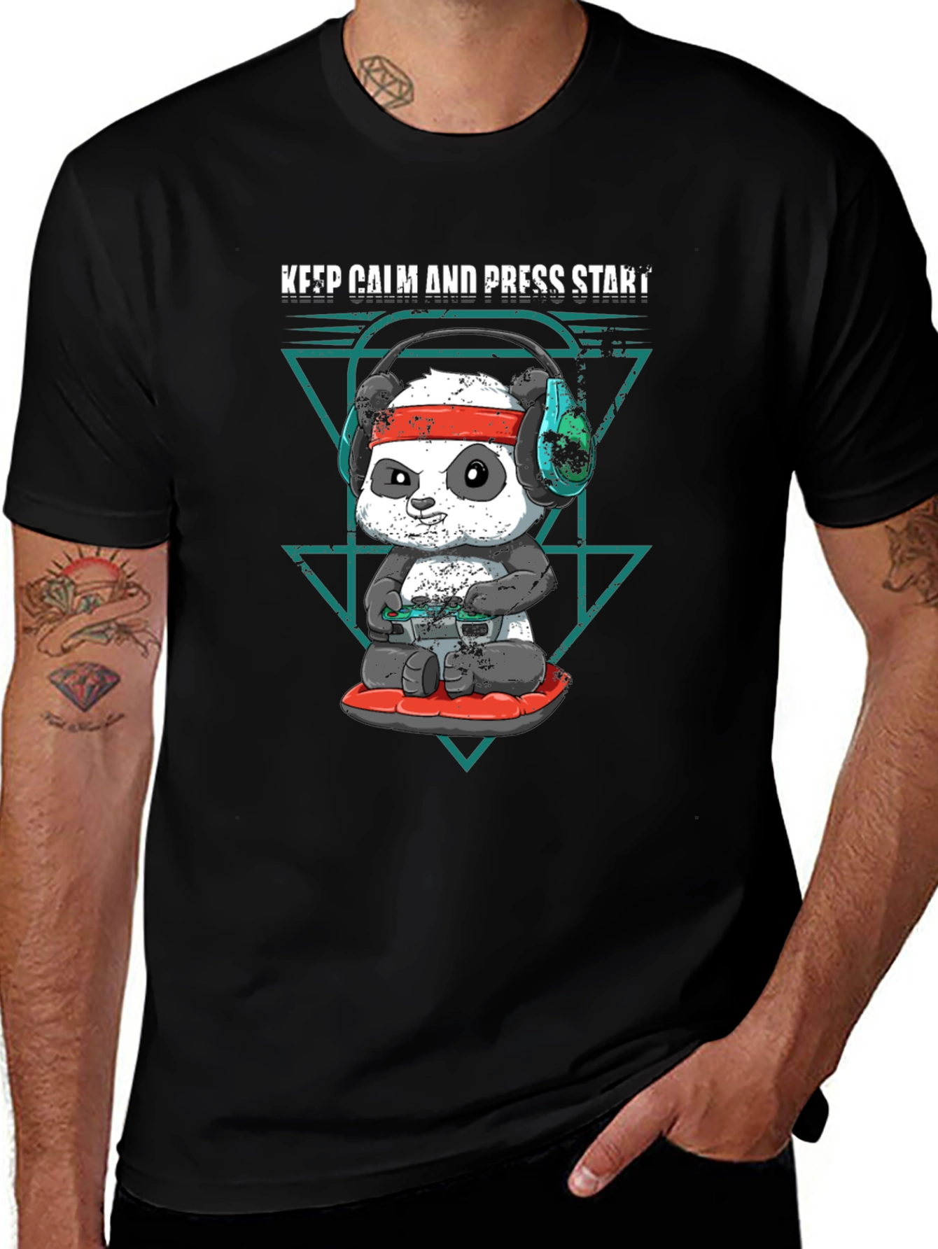 Variant 5 of Keep Calm Panda Gamer Black T-Shirt