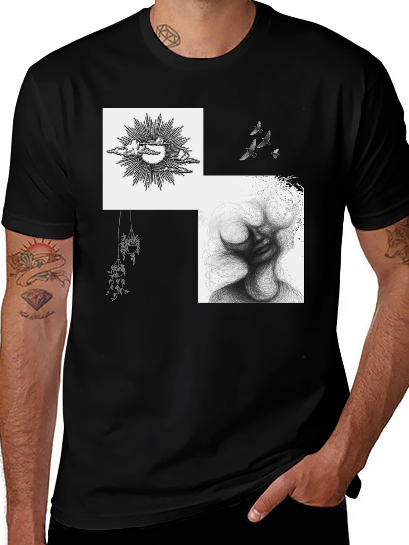 Variant 7 of Artistic Print Black Tee