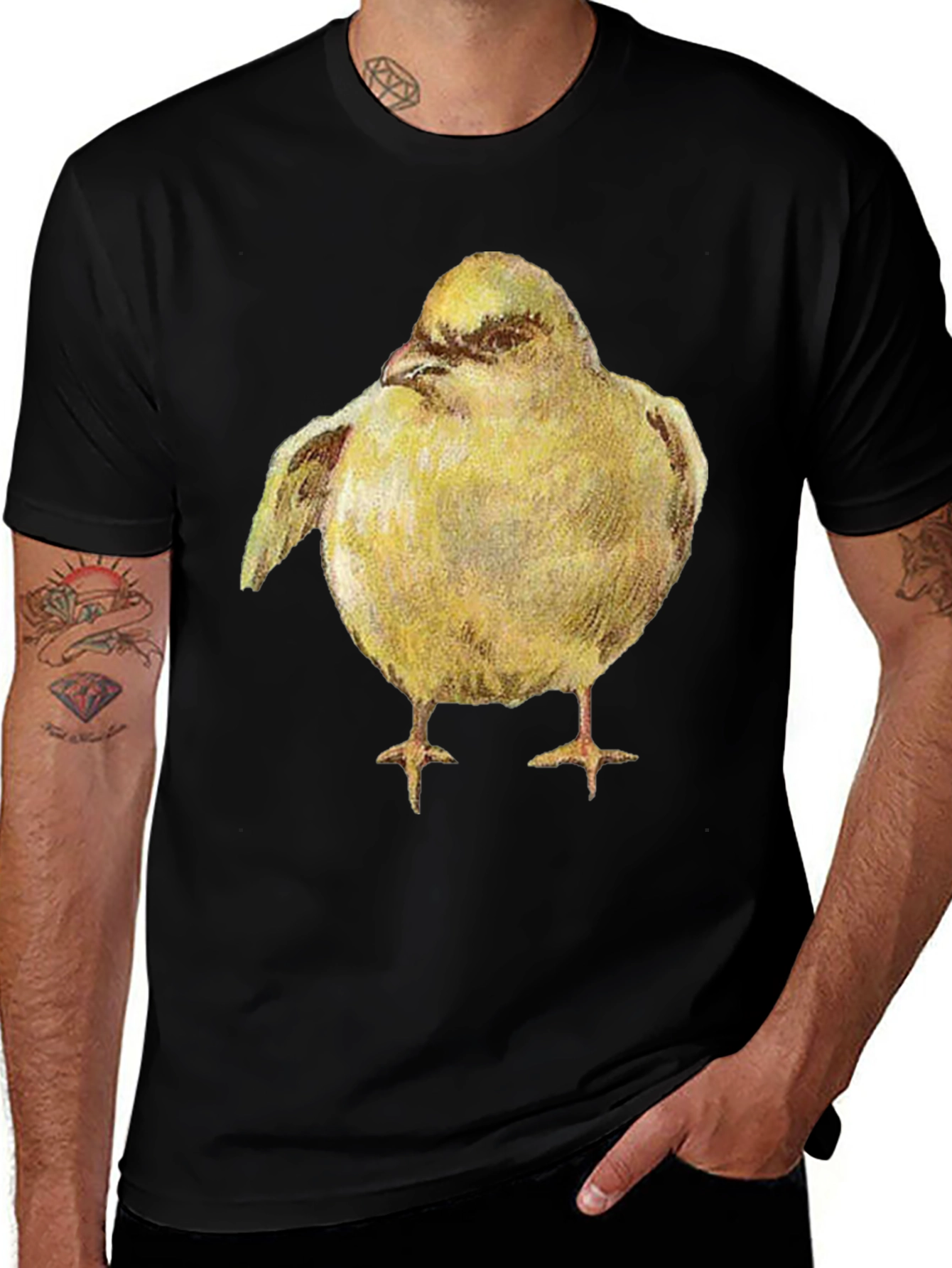 Variant 18 of Yellow Bird Graphic Tee - Unisex Black T-Shirt