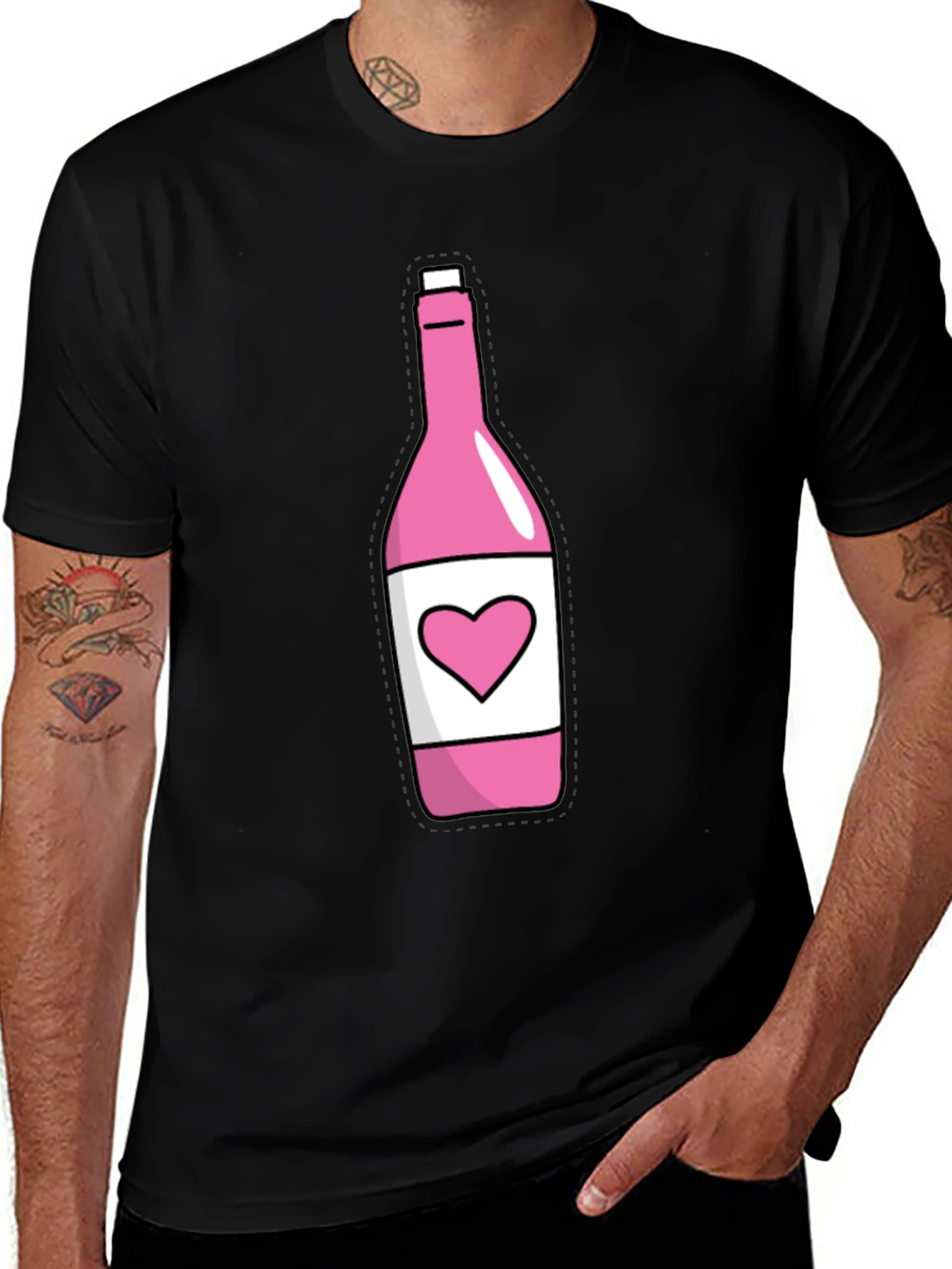 Variant 26 of Pink Heart Bottle T-Shirt - Novelty Graphic Tee