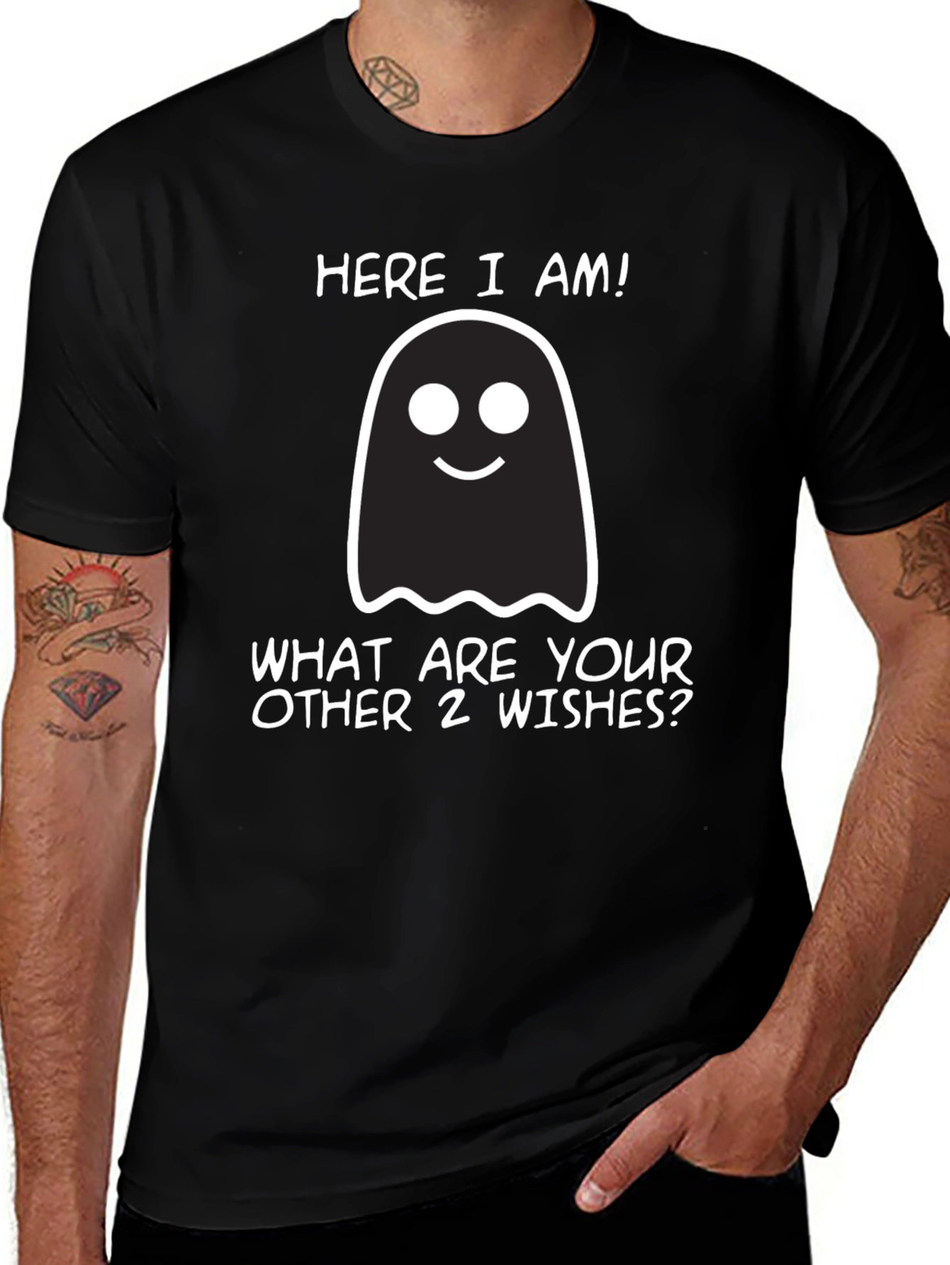 Funny Halloween Ghost T-Shirt: Here I Am! Genie
