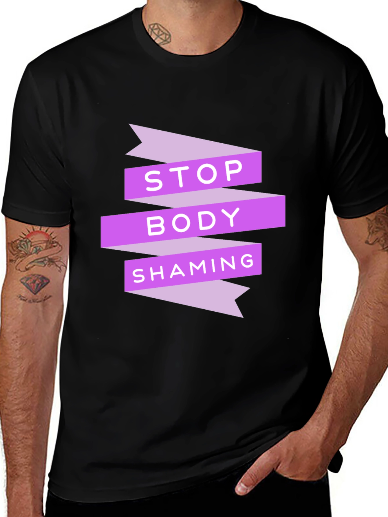 Variant 7 of Stop Body Shaming Graphic Tee - Black