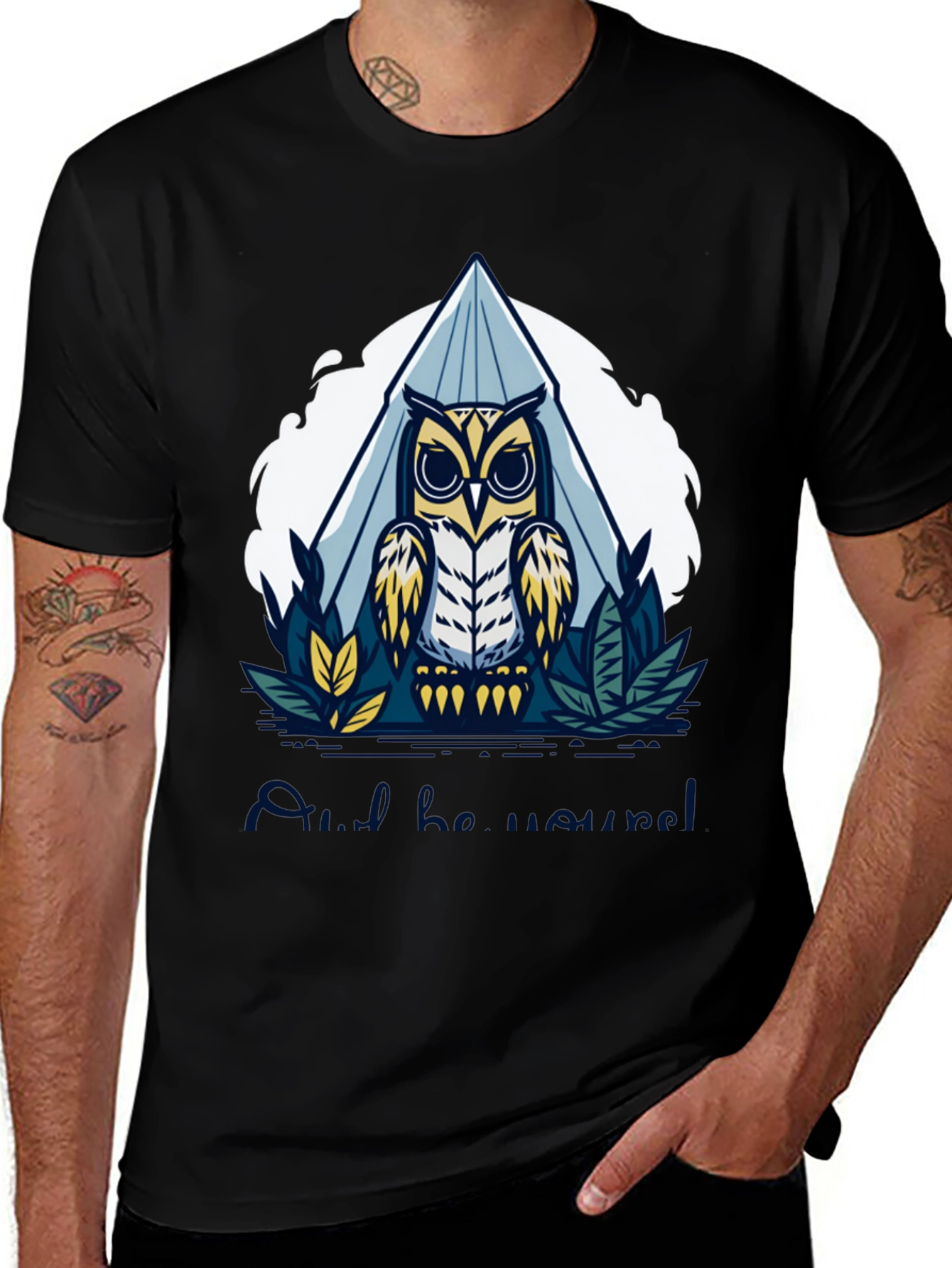 Variant 20 of Owl Graphic Tee - Men's Crew Neck T-Shirt