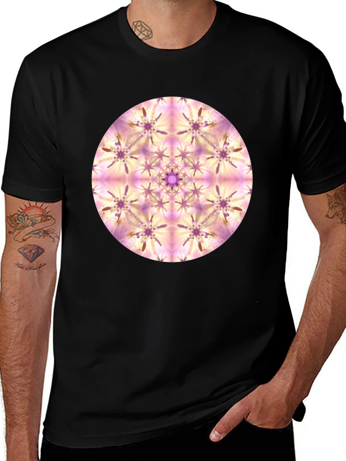 Variant 10 of Abstract Mandala Graphic Print Black T-Shirt