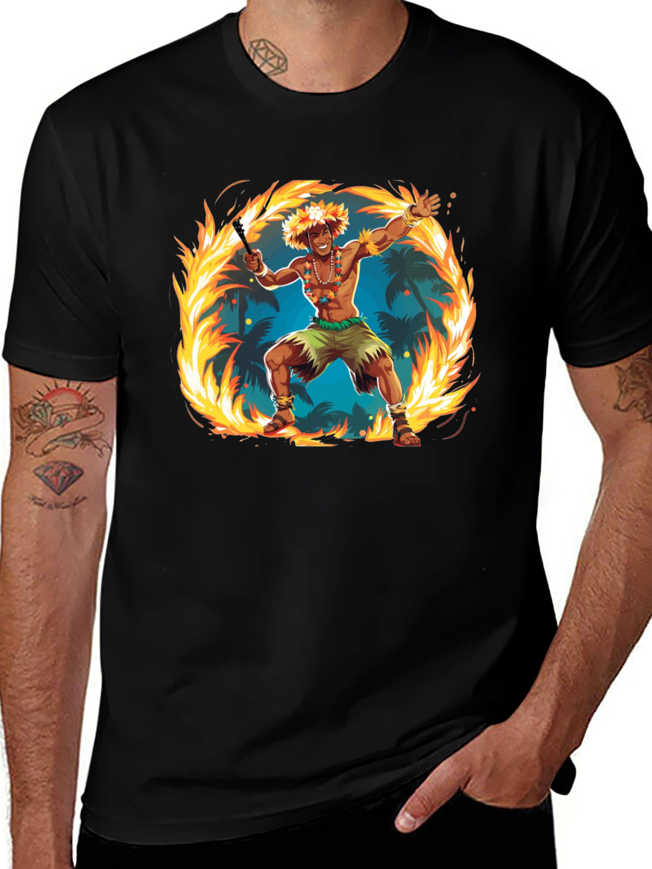 Hawaiian Fire Dancer Graphic Tee