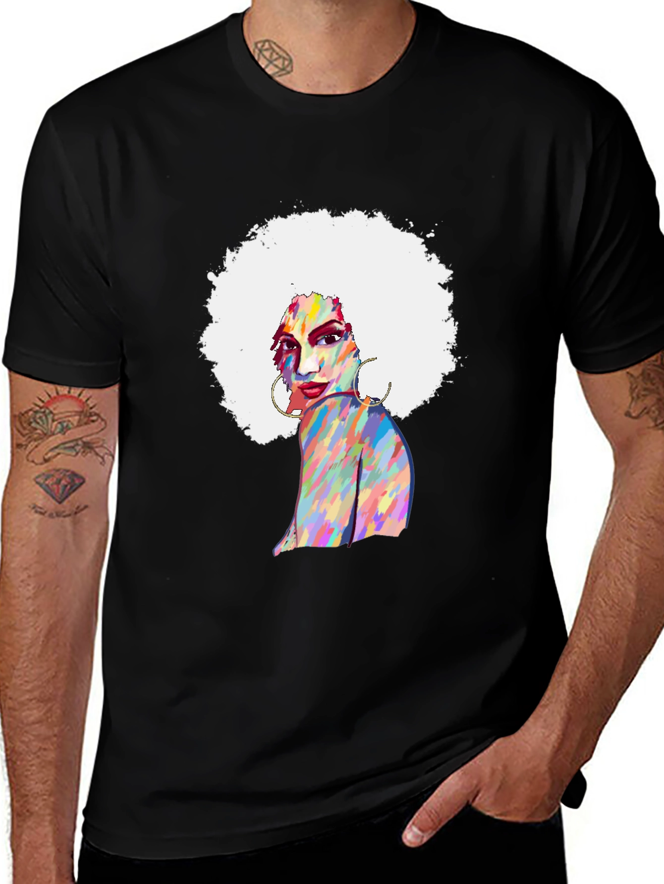 Variant 15 of Afro Woman Graphic T-Shirt - Colorful Art Tee