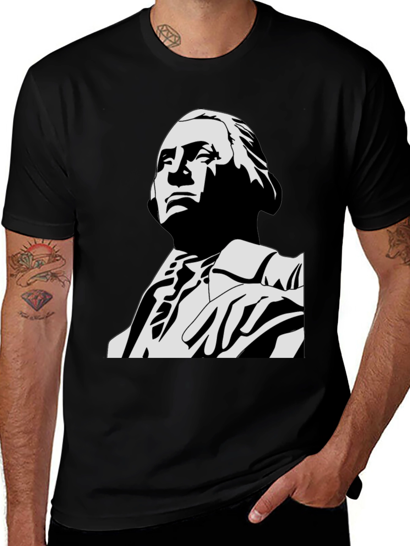 Variant 8 of George Washington Graphic Tee - Black Cotton Blend